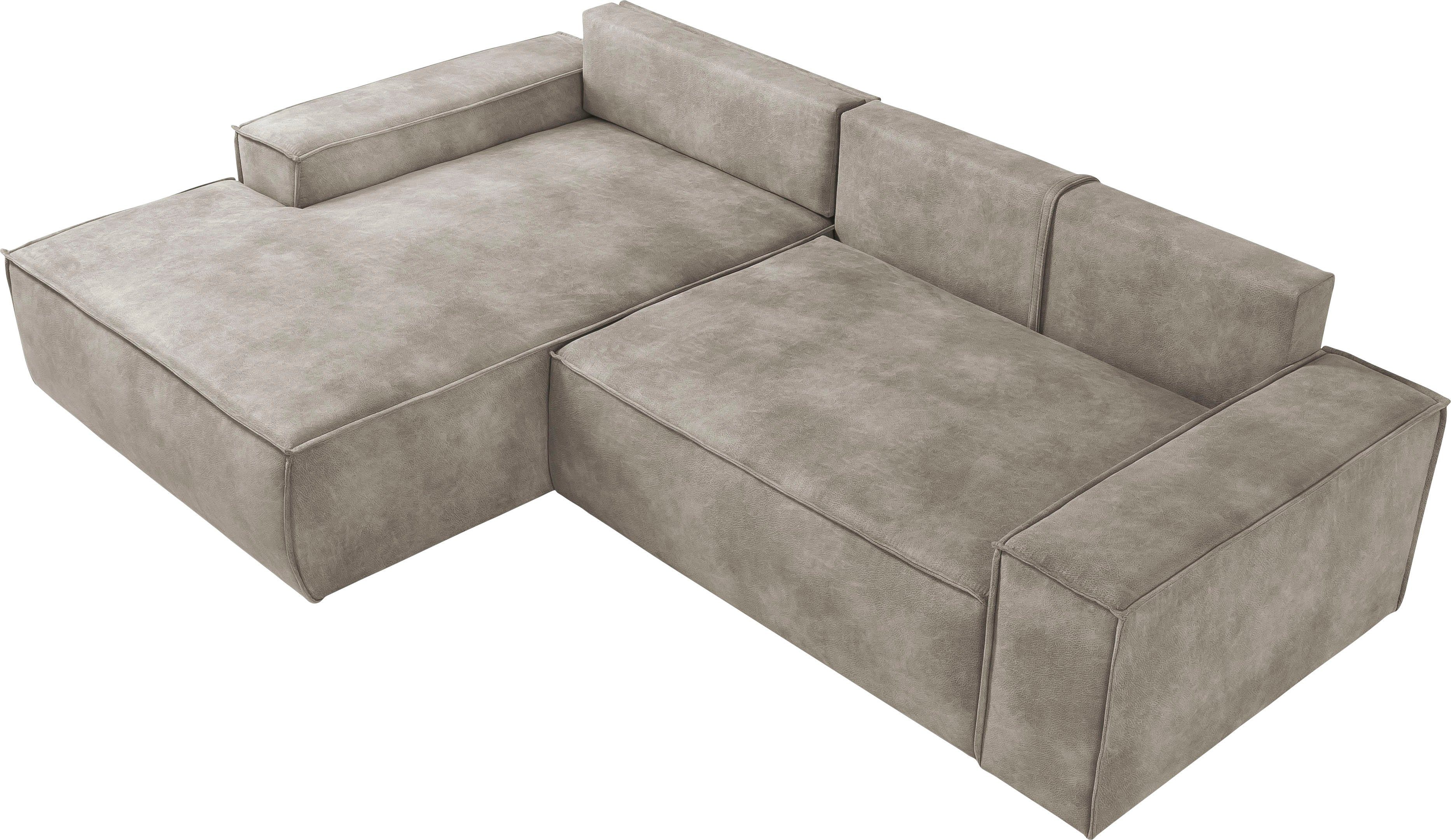 Home affaire Hoekbank SHERWOOD bedbank 267 cm, L-model, Slaapfunctie met bedlade (210x136 cm), cord, vintage, fluweel