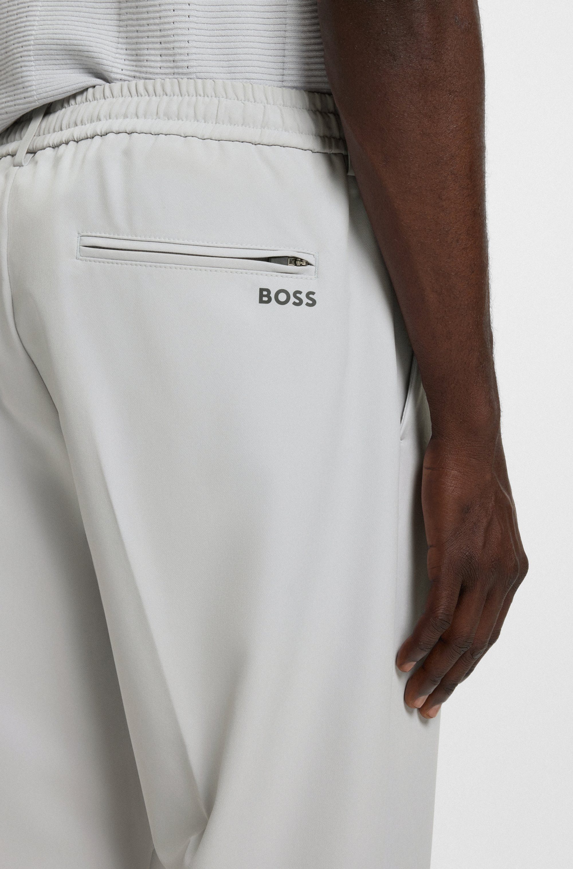 BOSS GREEN Geweven broek met elastische band en rijgkoord