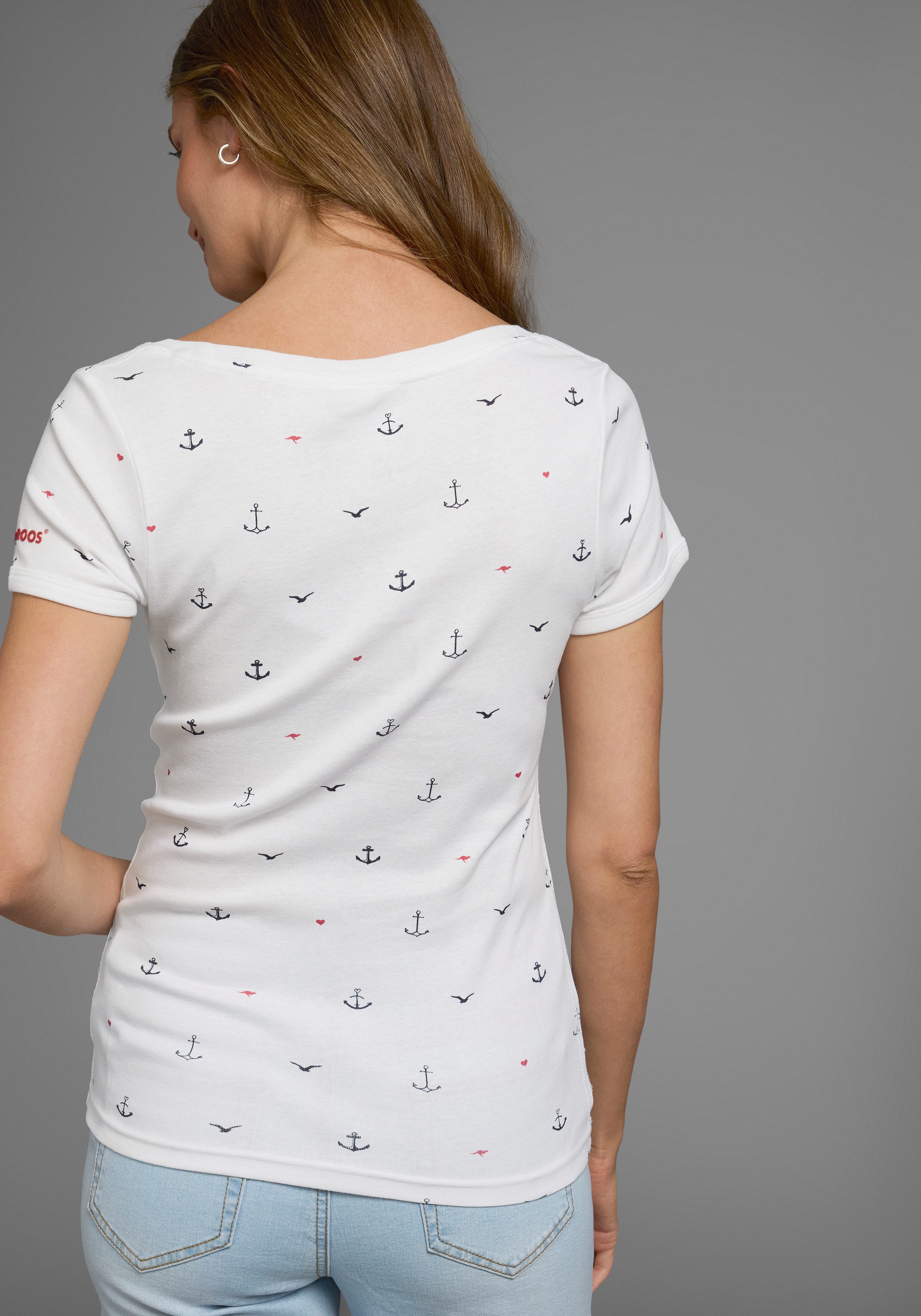 KangaROOS T-shirt korte mouwen, zeer figuurvolgend en heupbedekkend