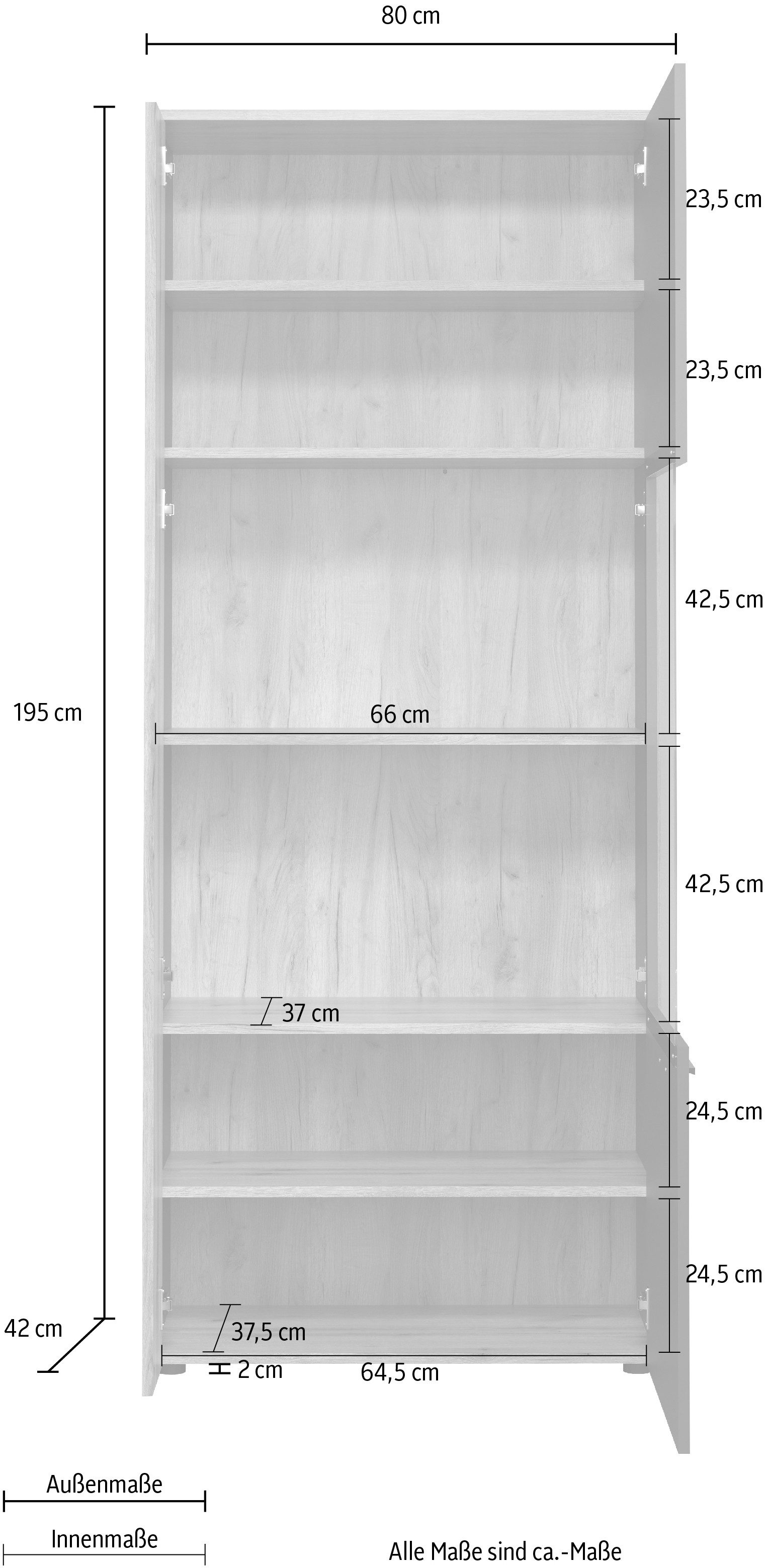INOSIGN Staande vitrinekast Estepona Royale vitrine met natuurlijke ribbellook - (B/D/H) 80/42/195 cm (1 stuk)