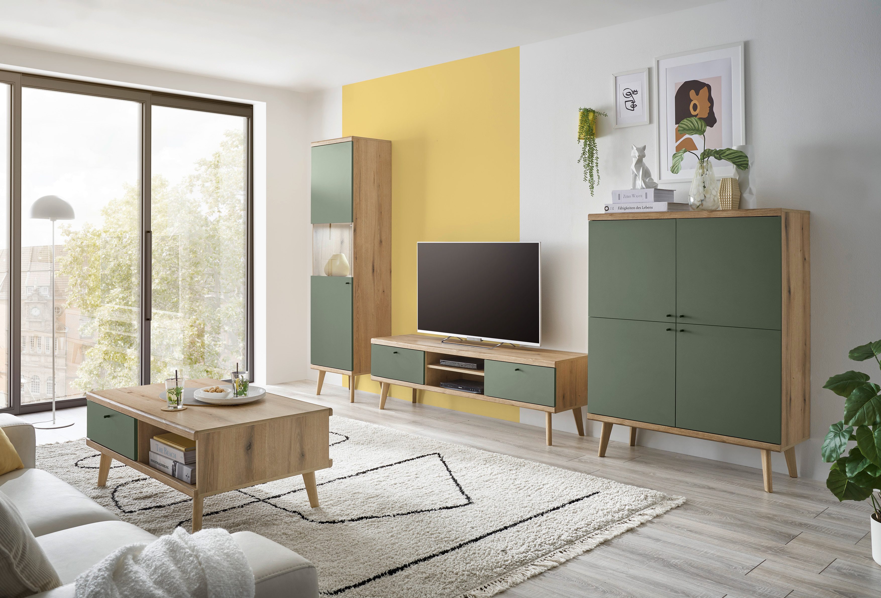 INOSIGN Vitrinekast MAVAS in moderne trendkleur, handgrepen van metaal (zwart), hoogte 197 cm