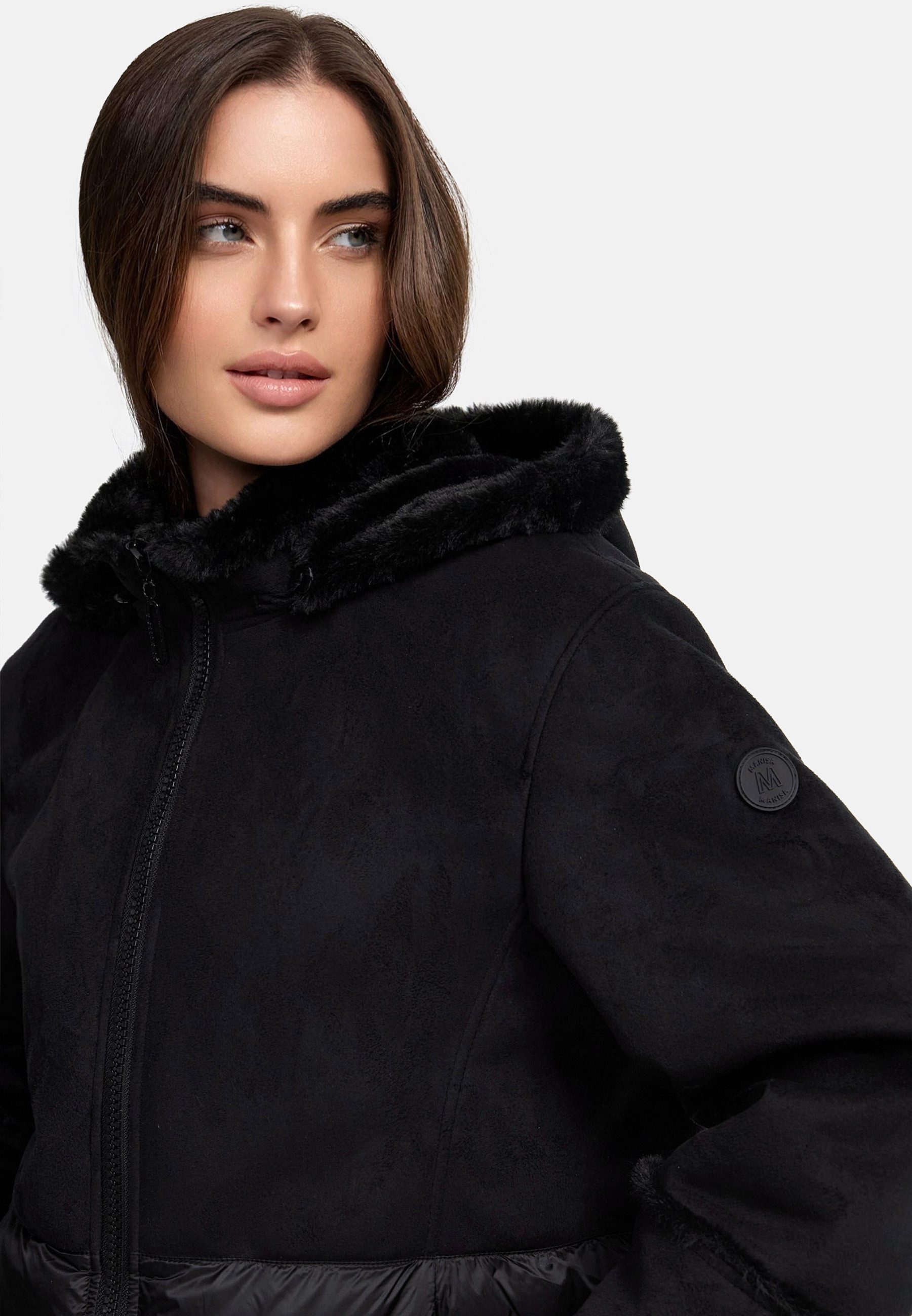 MANISA Kort jack met teddyfleece-capuchon
