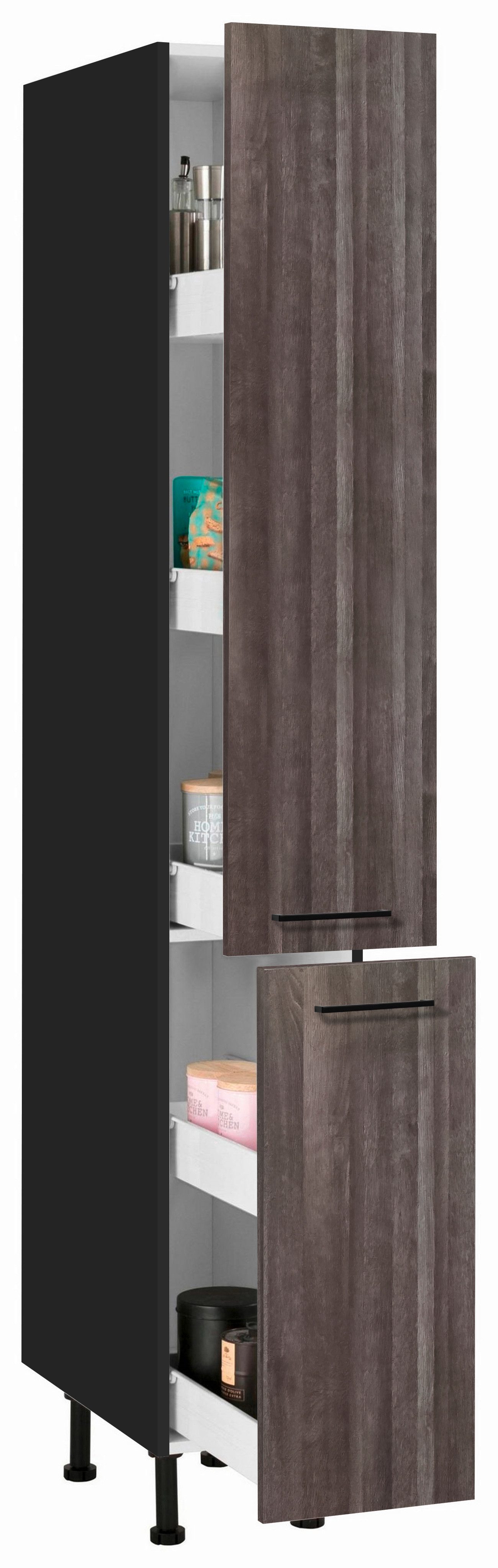 wiho Küchen Apothekerskast Nisos 30 cm breed, soft-close in lades, verstelbare voeten, zonder blad