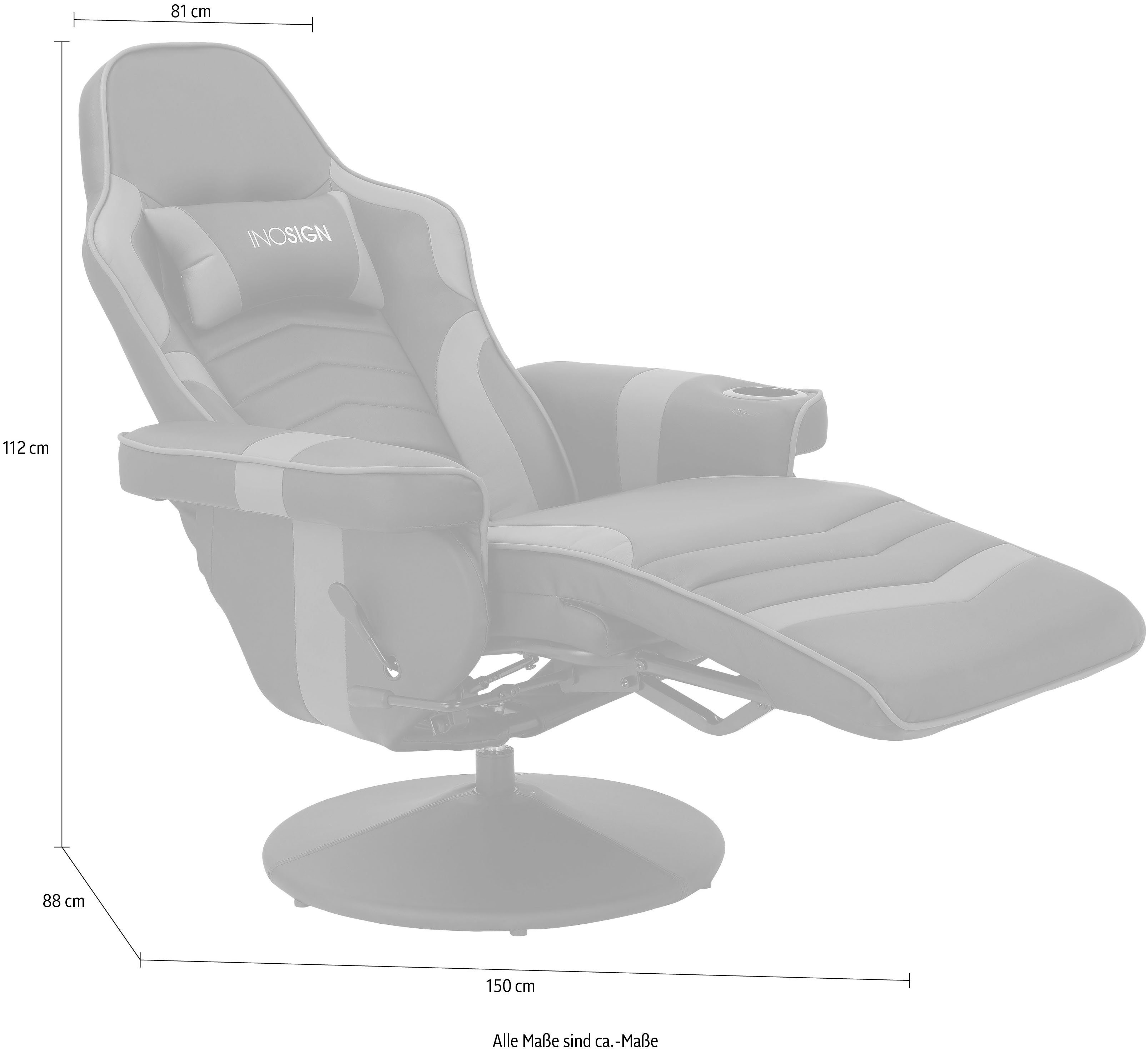 INOSIGN Relaxfauteuil Liljana Draaifunctie,1 kussen als hoofdsteun, metalen frame, zithoogte 47 cm