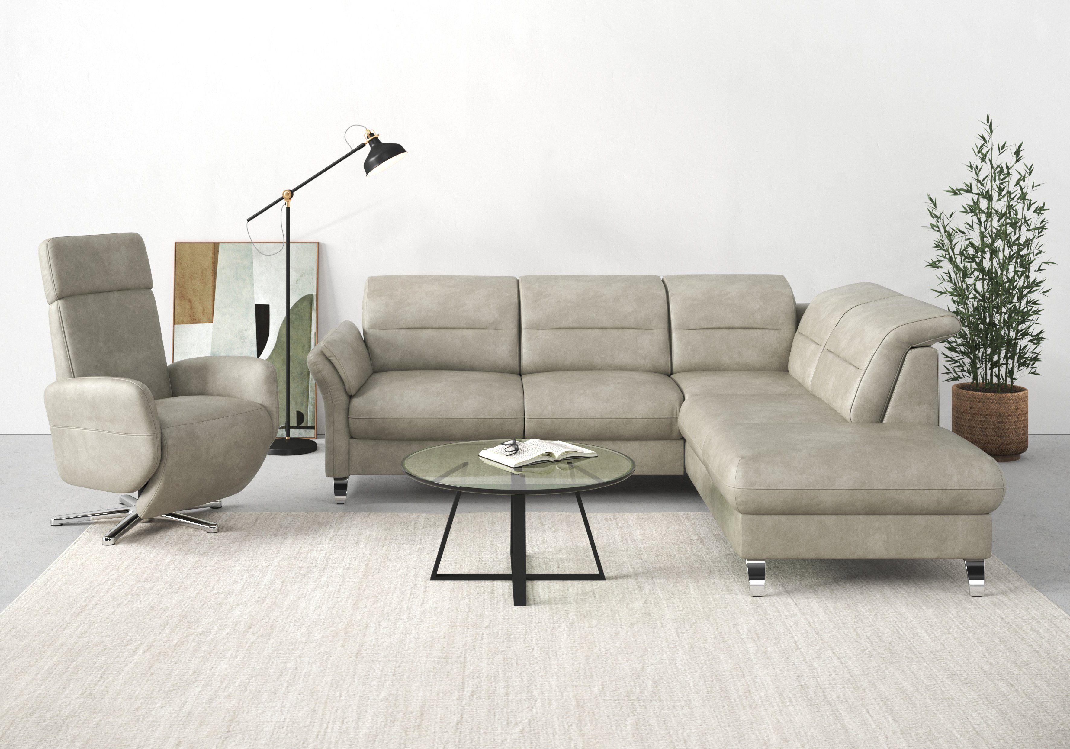 sit&more Relaxfauteuil Grenoble, incl. hoofdsteunverstelling en bekabelde afstandsbediening