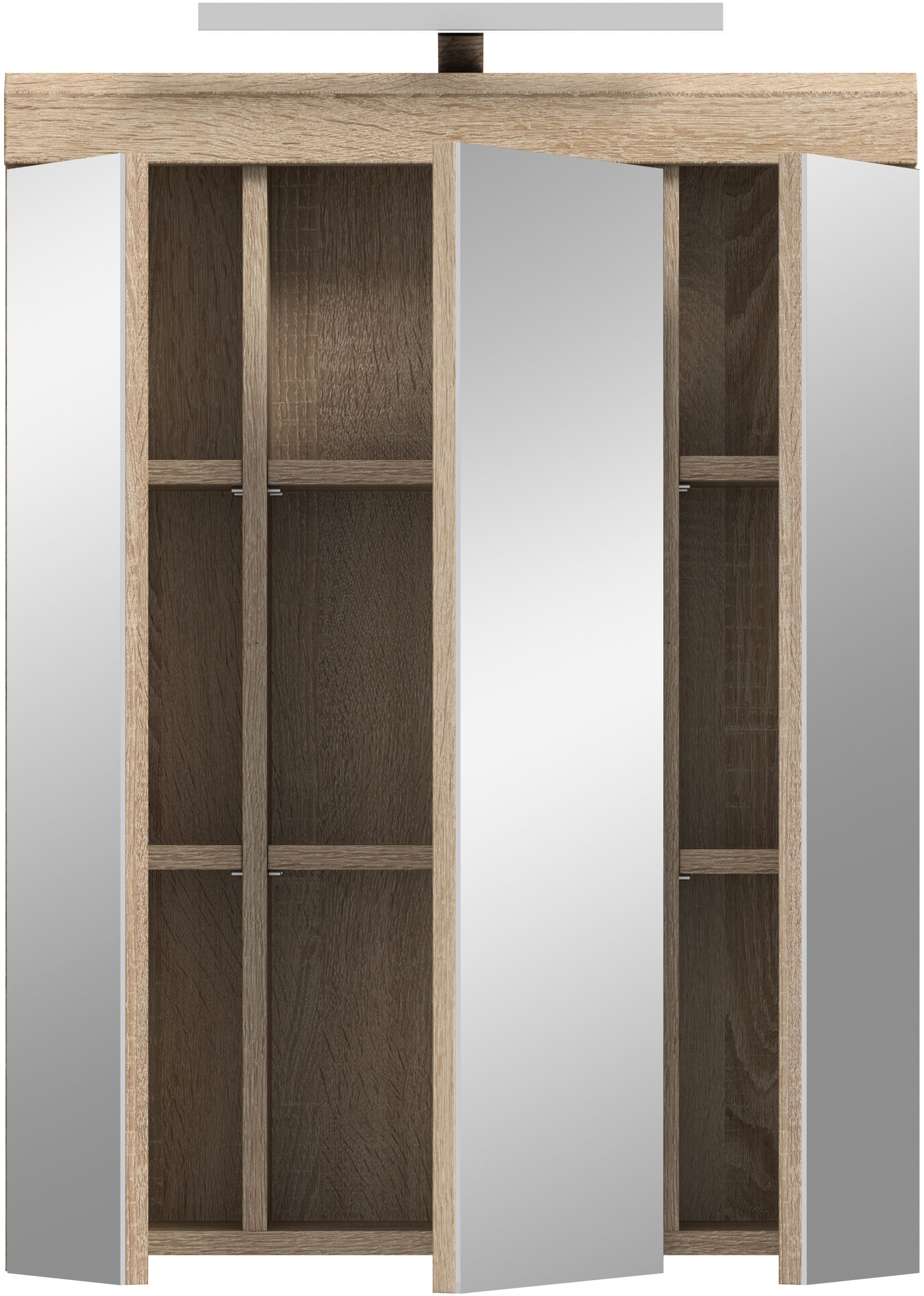 INOSIGN Spiegelkast Siena, breedte 60 cm, incl. verlichting, 3 spiegelt deuren, 9 vakken in verschillende kleuren verkrijgbaar, badkamermeubels, spiegel, badkamerkast, badkamer (set)