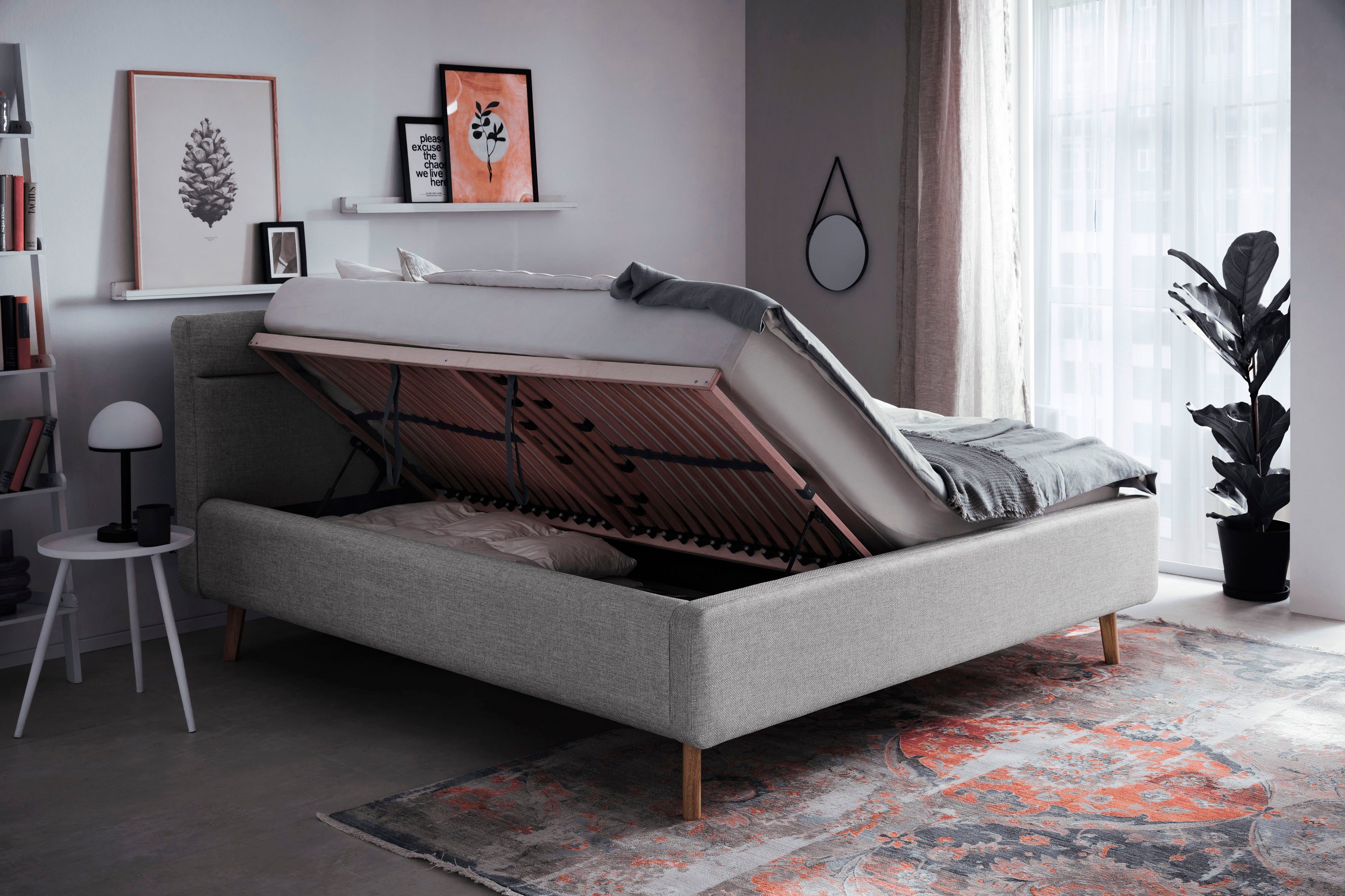 meise.möbel Gestoffeerd bed Lotte met lattenbodem en bedkist