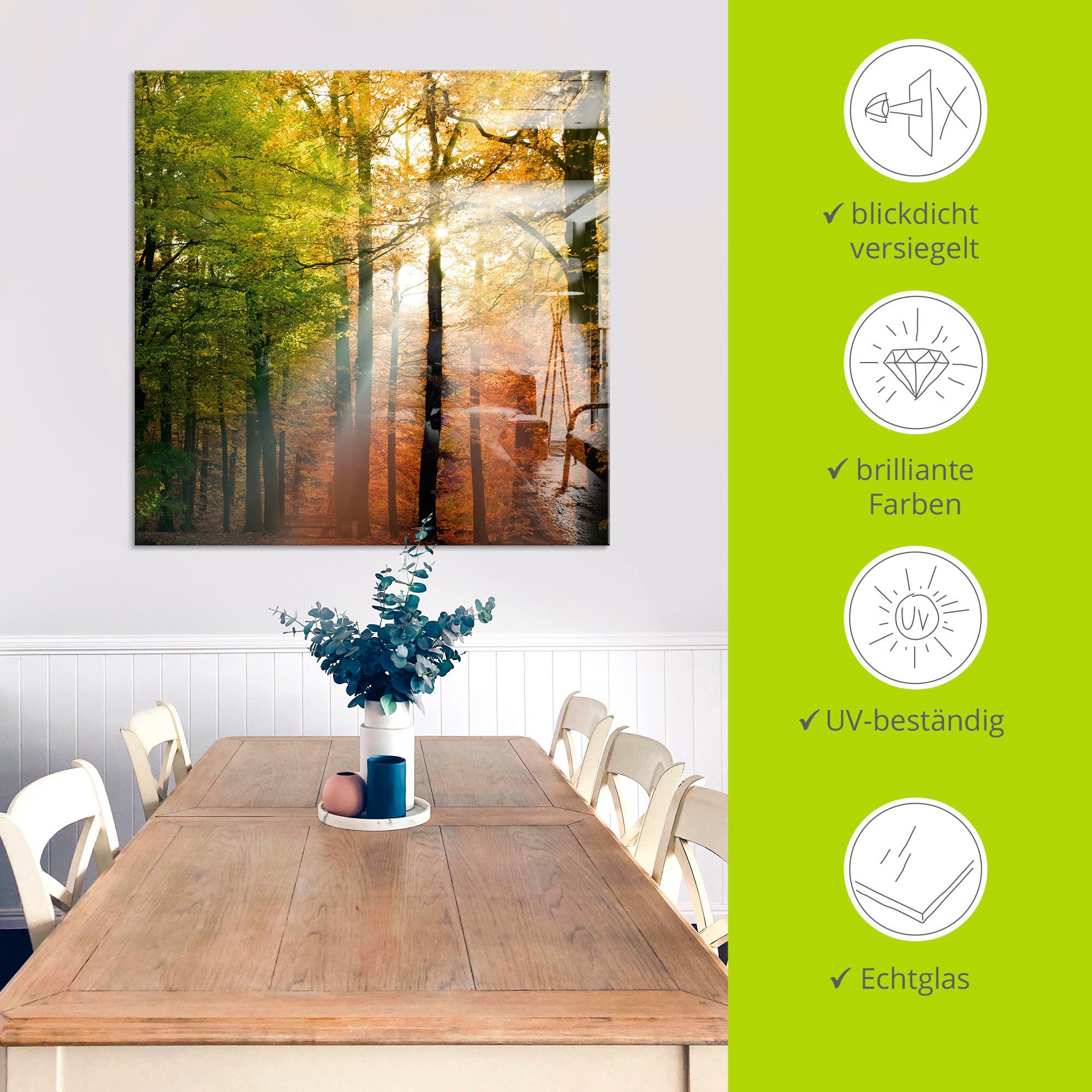 Artland Print op glas Mooie herfstdag 2 in verschillende maten