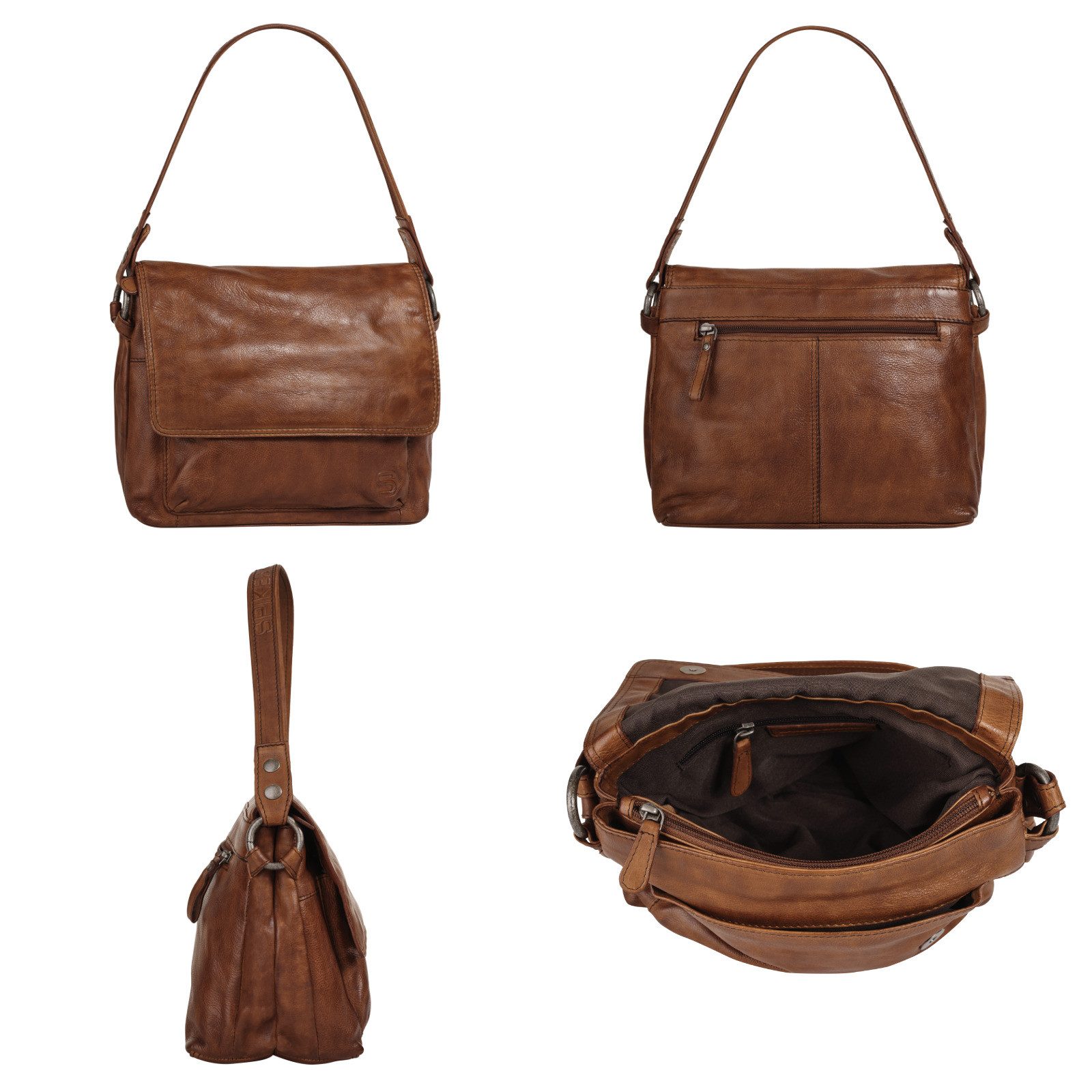 Spikes & Sparrow Schoudertas echt leder