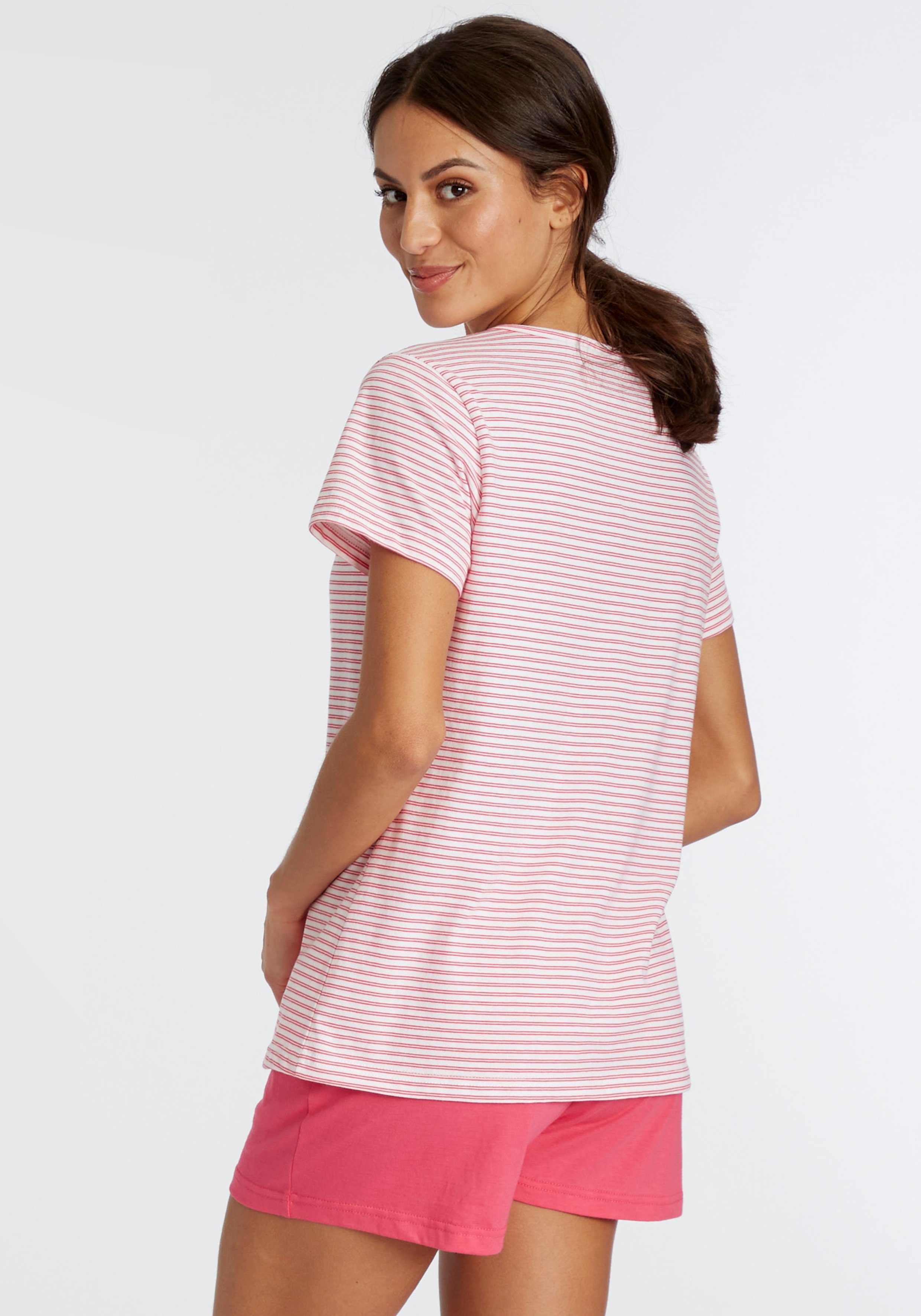 Vivance Dreams Shortama met strepen van voorgeverfd garen (set, 2-delig)