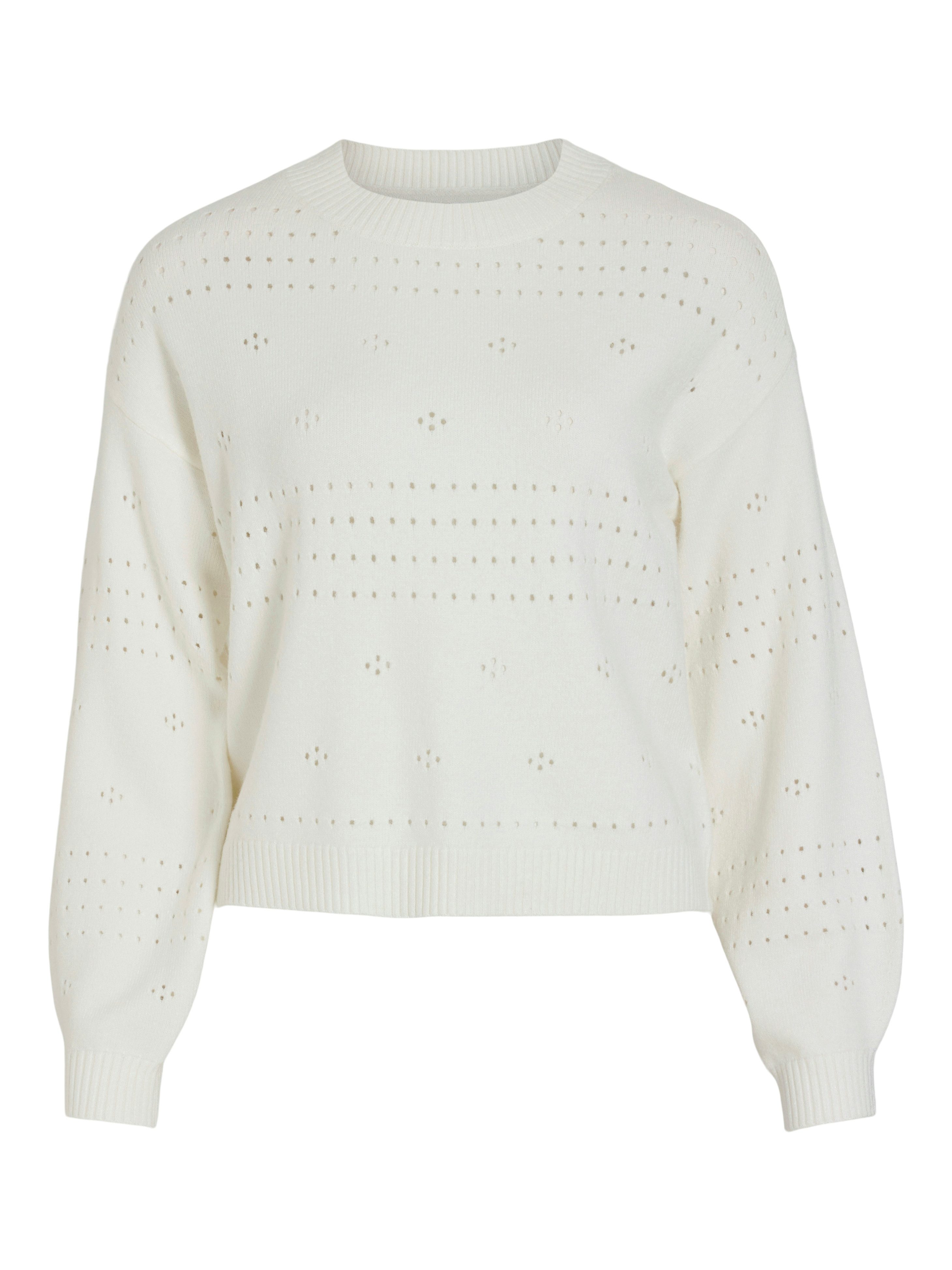 Vila Trui met ronde hals VIRIL L/S O-NECK POINTELLE KNIT TOP-NOOS