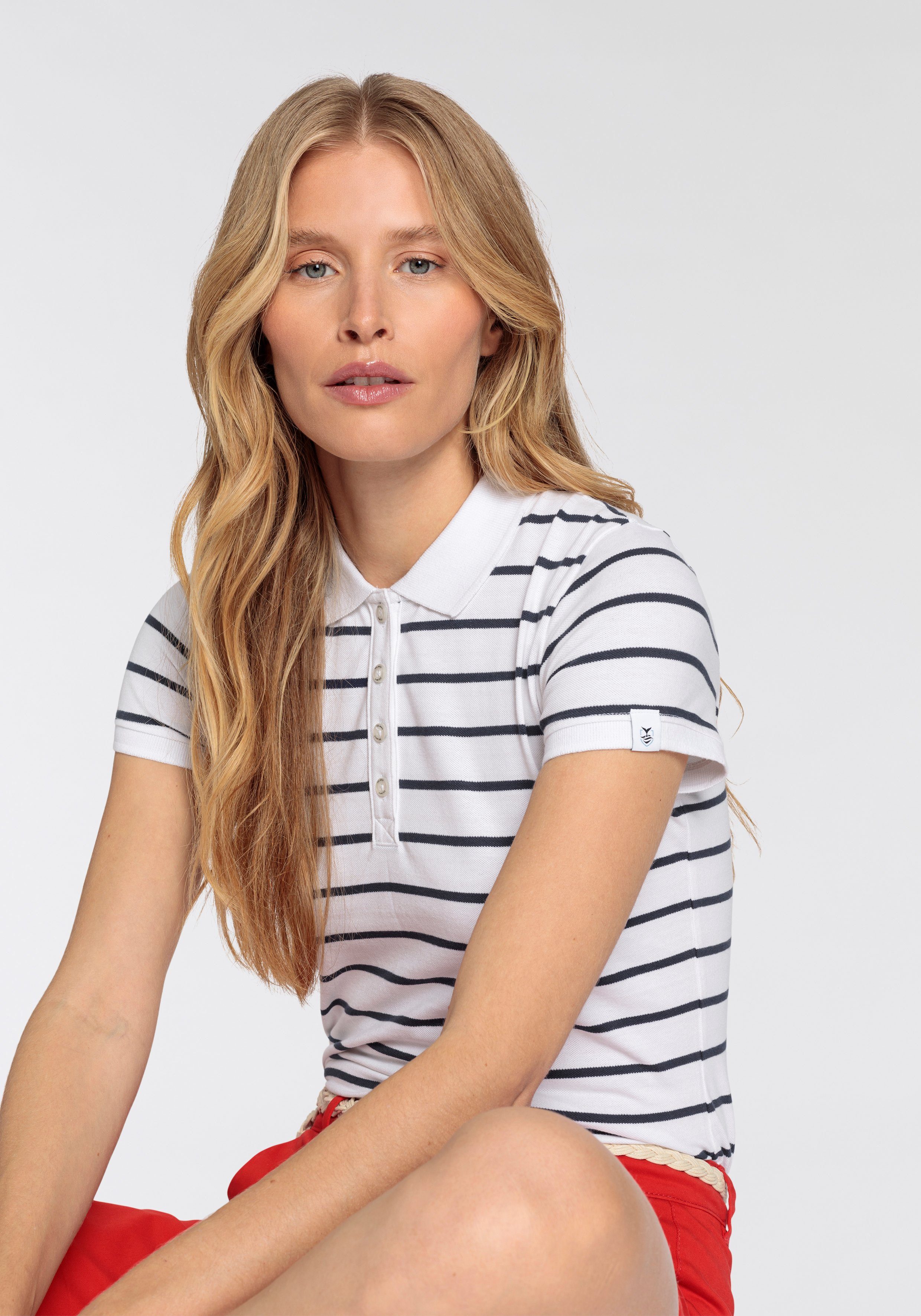 DELMAO Poloshirt met strepen van voorgeverfd garen