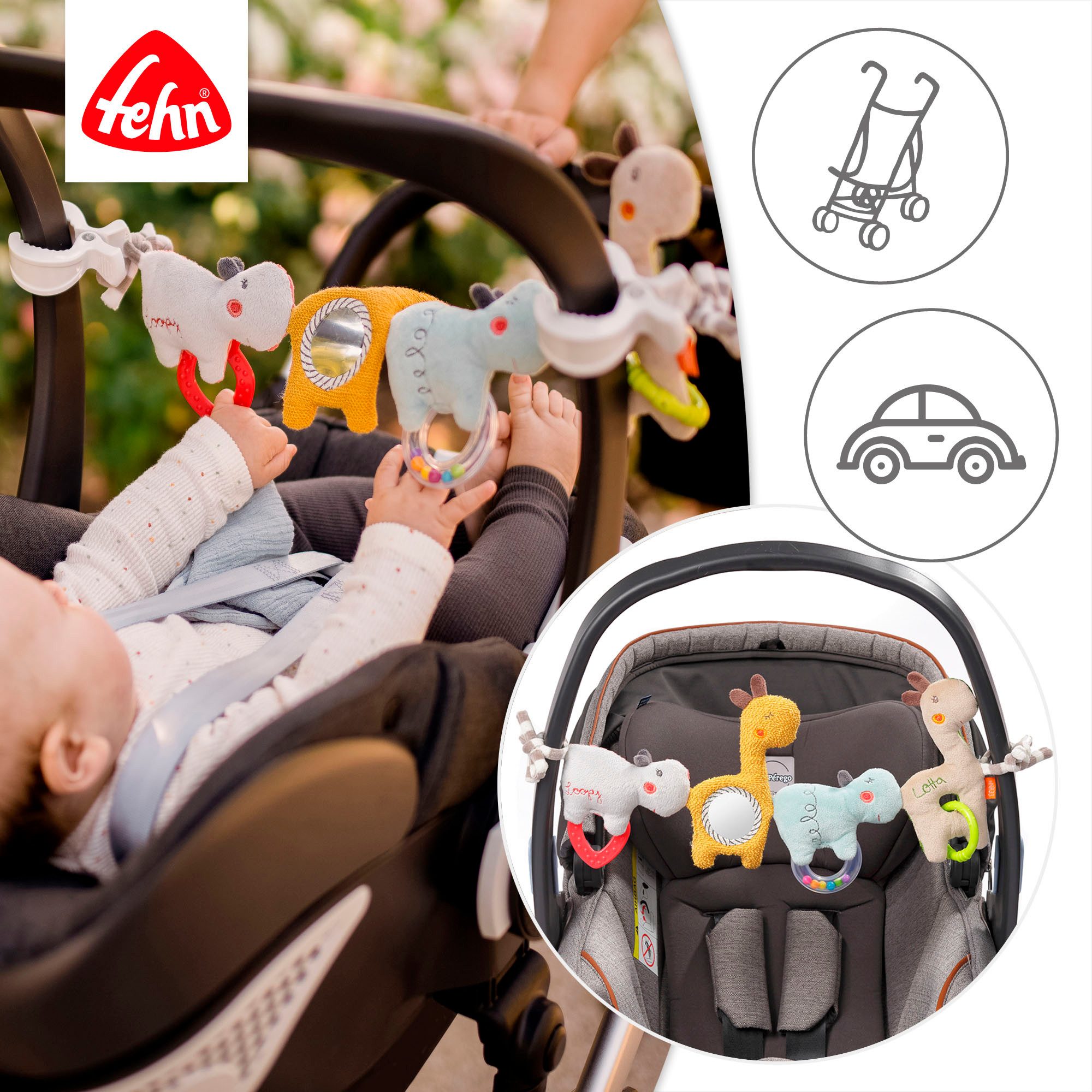 Fehn Kinderwagenketting Classic Stars, Loopy & Lotta