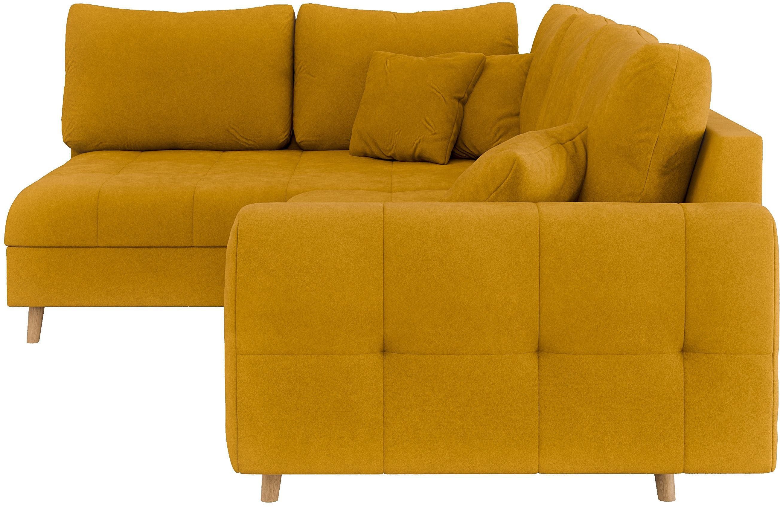 Home affaire Hoekbank CHARRE L-vorm met ottomane, afmetingen B/D/H: 231/161/81 cm fijne stiksels, losse rug- en sierkussens, ook in cord en bouclé
