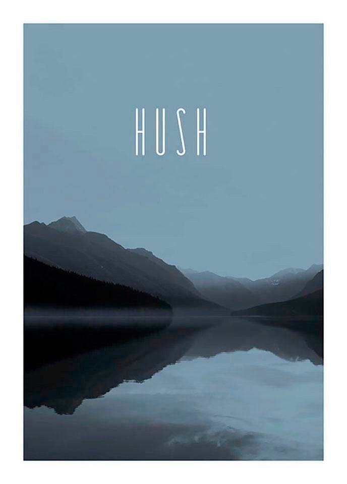 Komar Poster Word Lake Hush Steel Hoogte: 70 cm