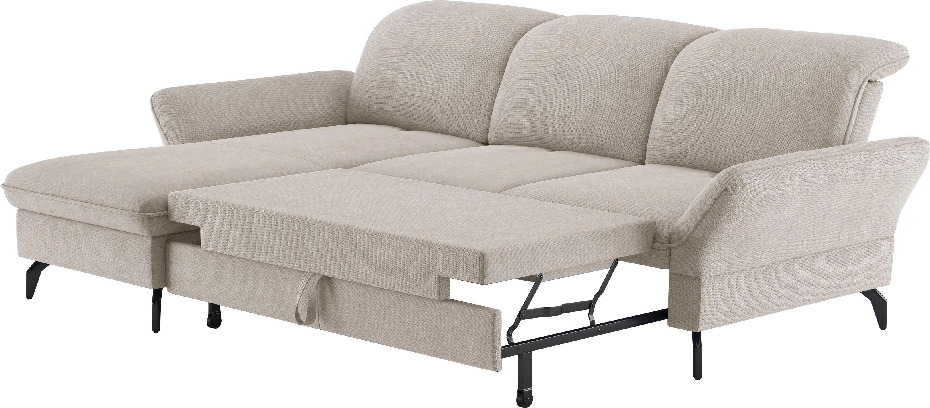 sit&more Hoekbank Leandro L-vorm Naar keuze met bed, hoofdbord en armleuningfunctie, en bedkist