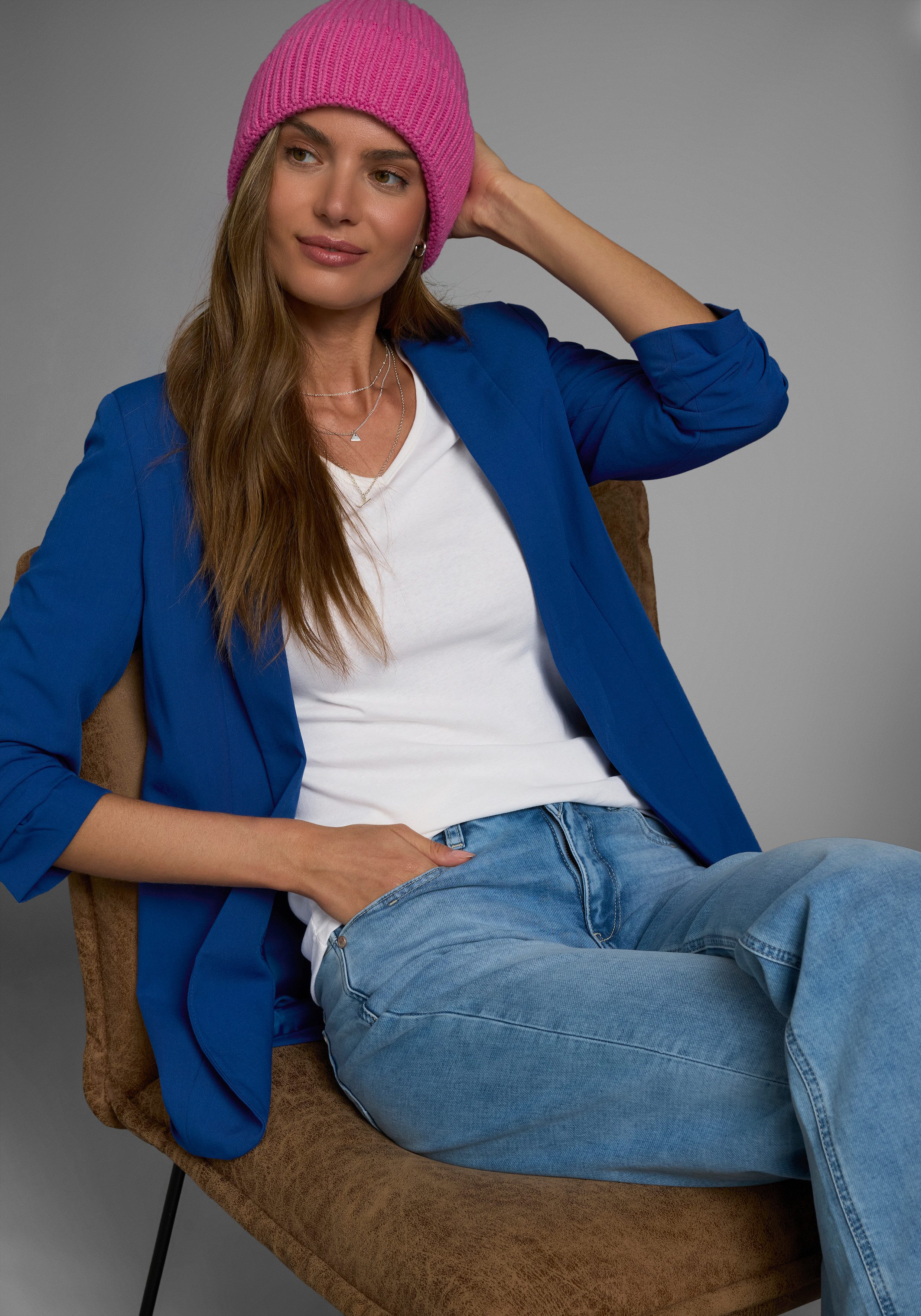 Flashlights Shirt met V-hals effen, v-hals, basic stijl, van katoen, in 2-pack (2-delig, Set van 2)
