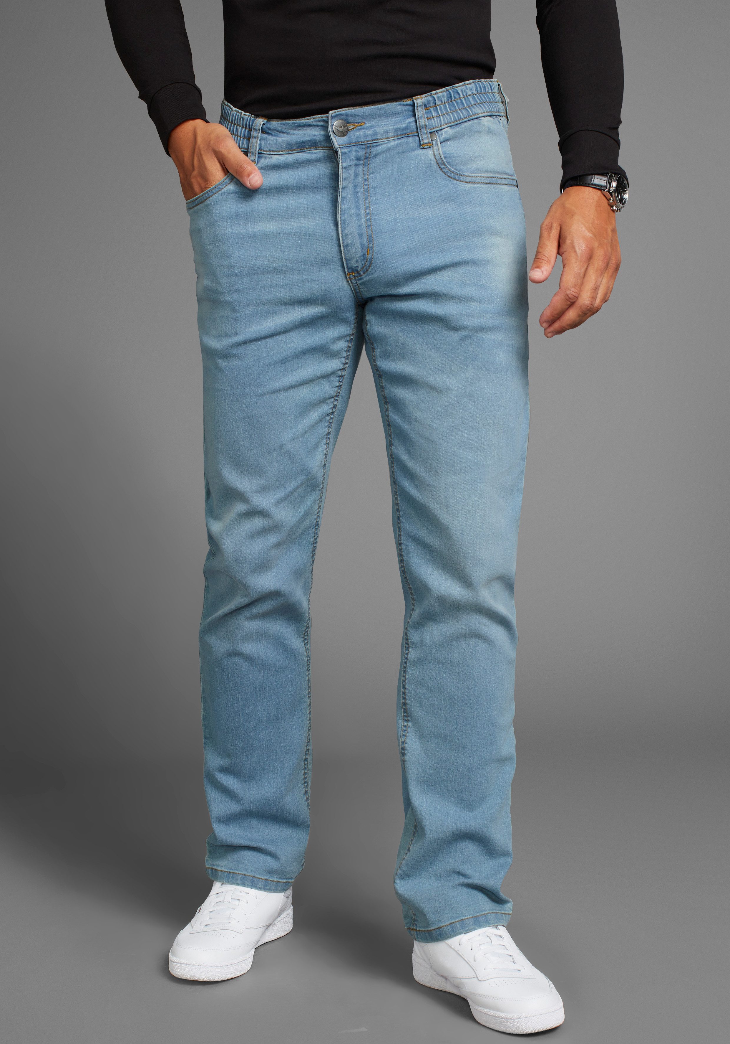 Arizona Jeans met elastische band Paul elastische tailleband, comfort-fit, rechte pijpsnit