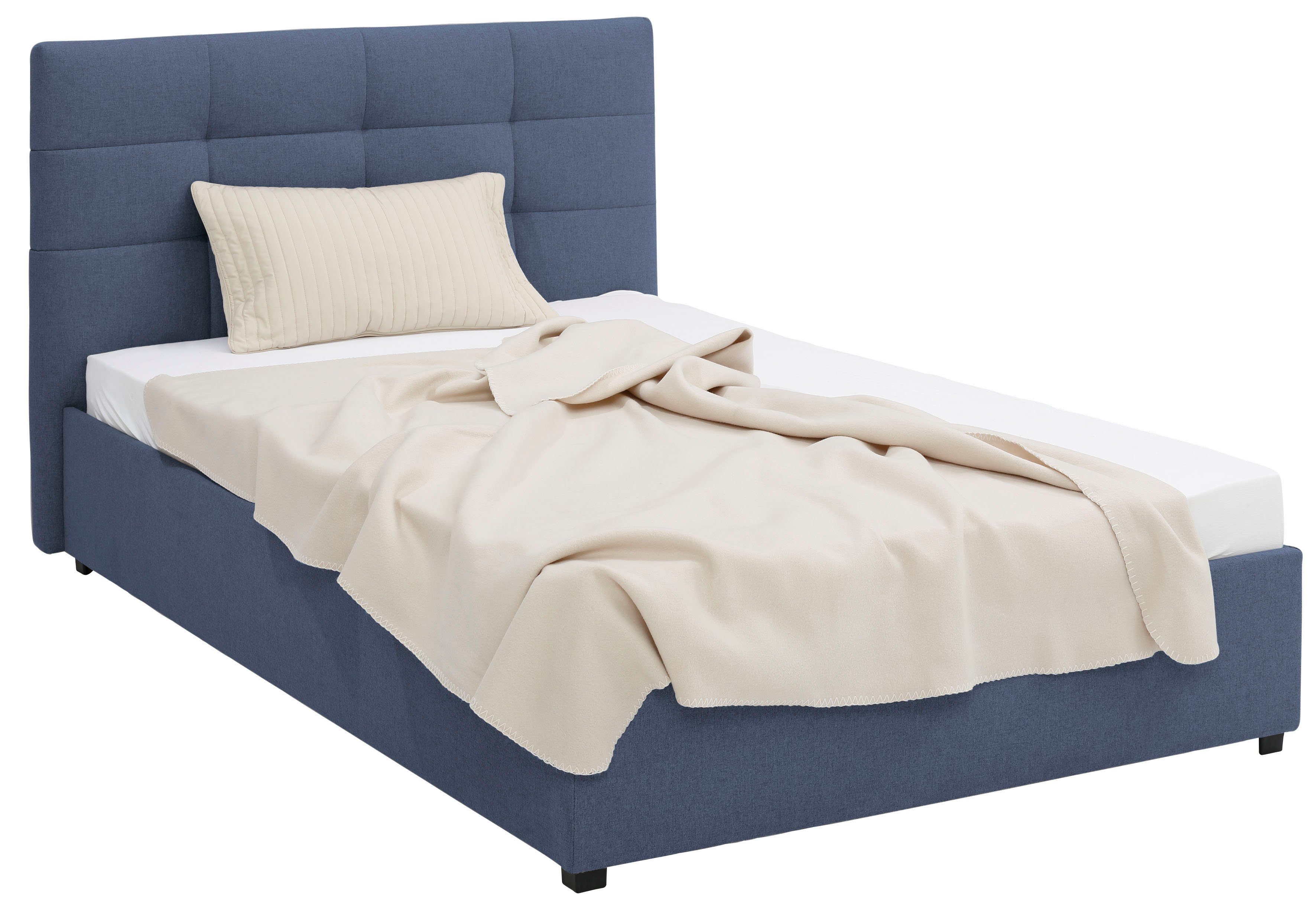 Lüttenhütt Gestoffeerd bed Endres met bedkist, naar keuze zonder matras/lattenbodem of incl. matras