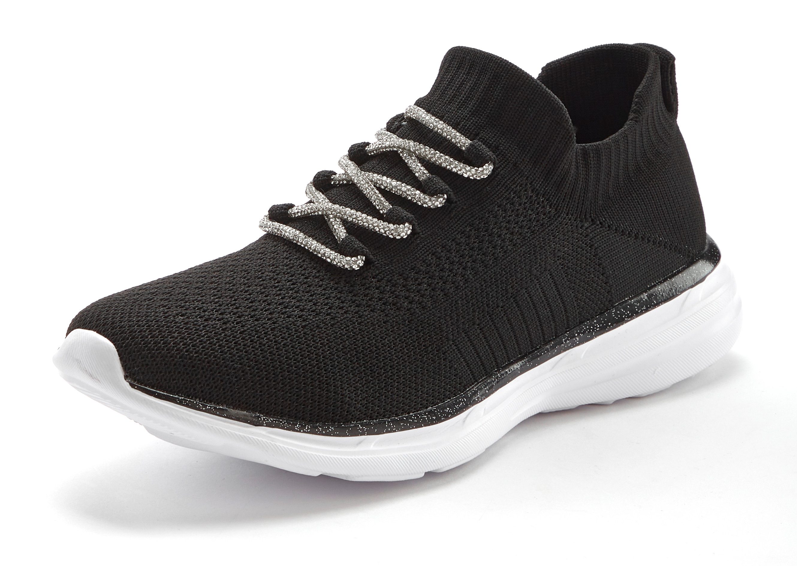 Lascana Sneakers met modieuze glinsterende veters vegan