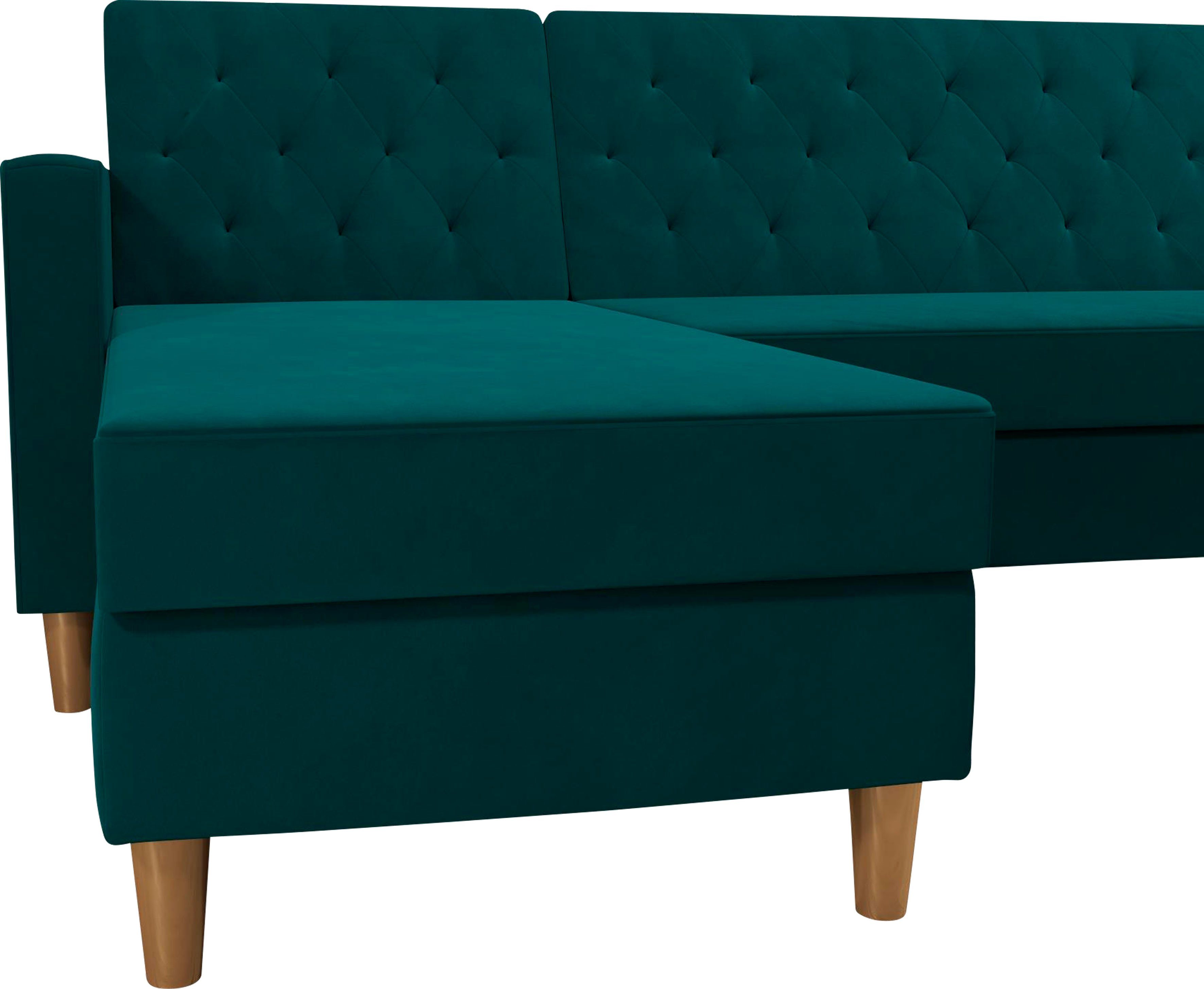 CosmoLiving by Cosmopolitan Hoekbank Liberty, L-vorm met slaapfunctie, récamier aan beide kanten te monteren, zithoogte 43 cm