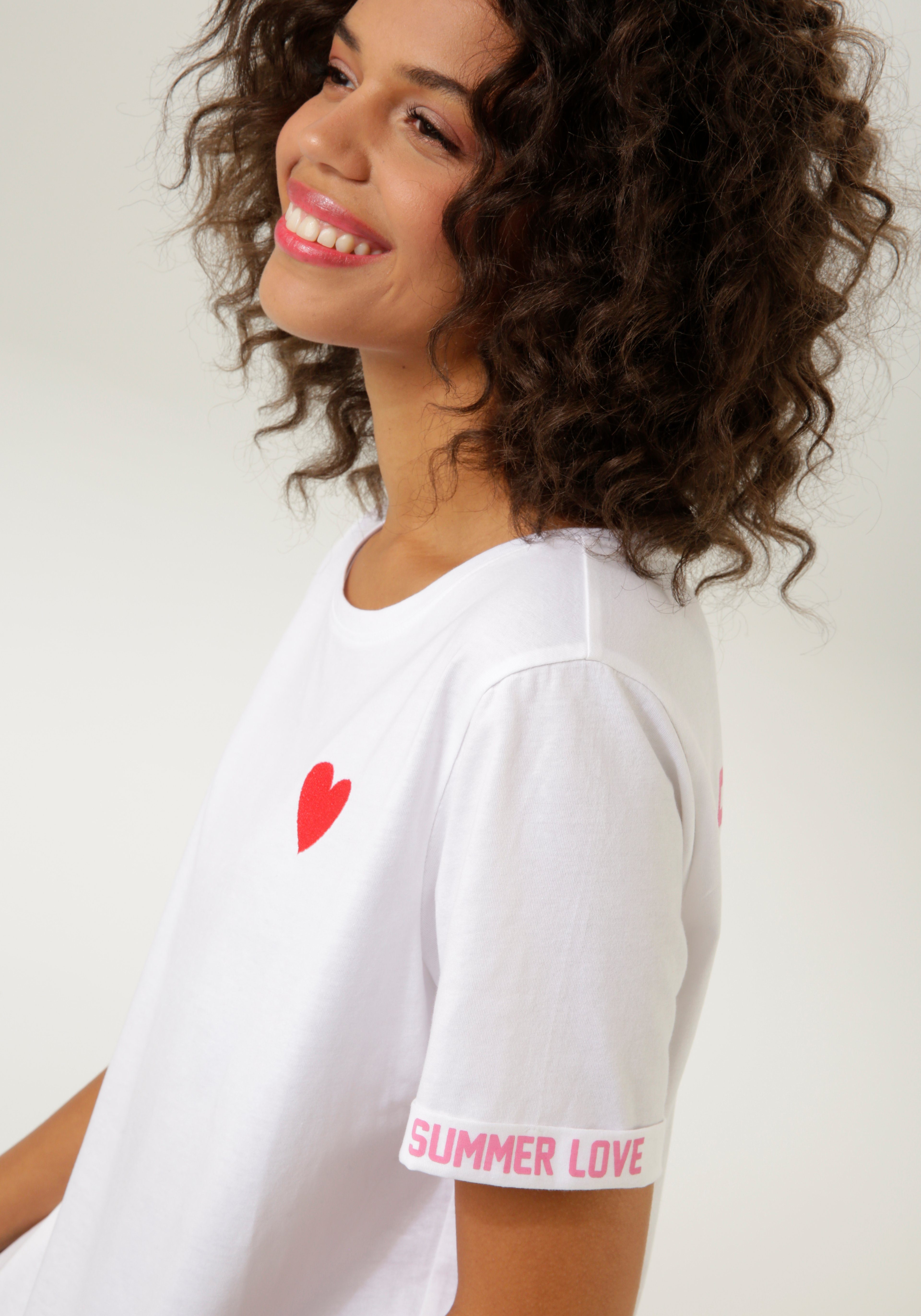 Aniston CASUAL T-shirt met hartjes en bedrukte achterkant