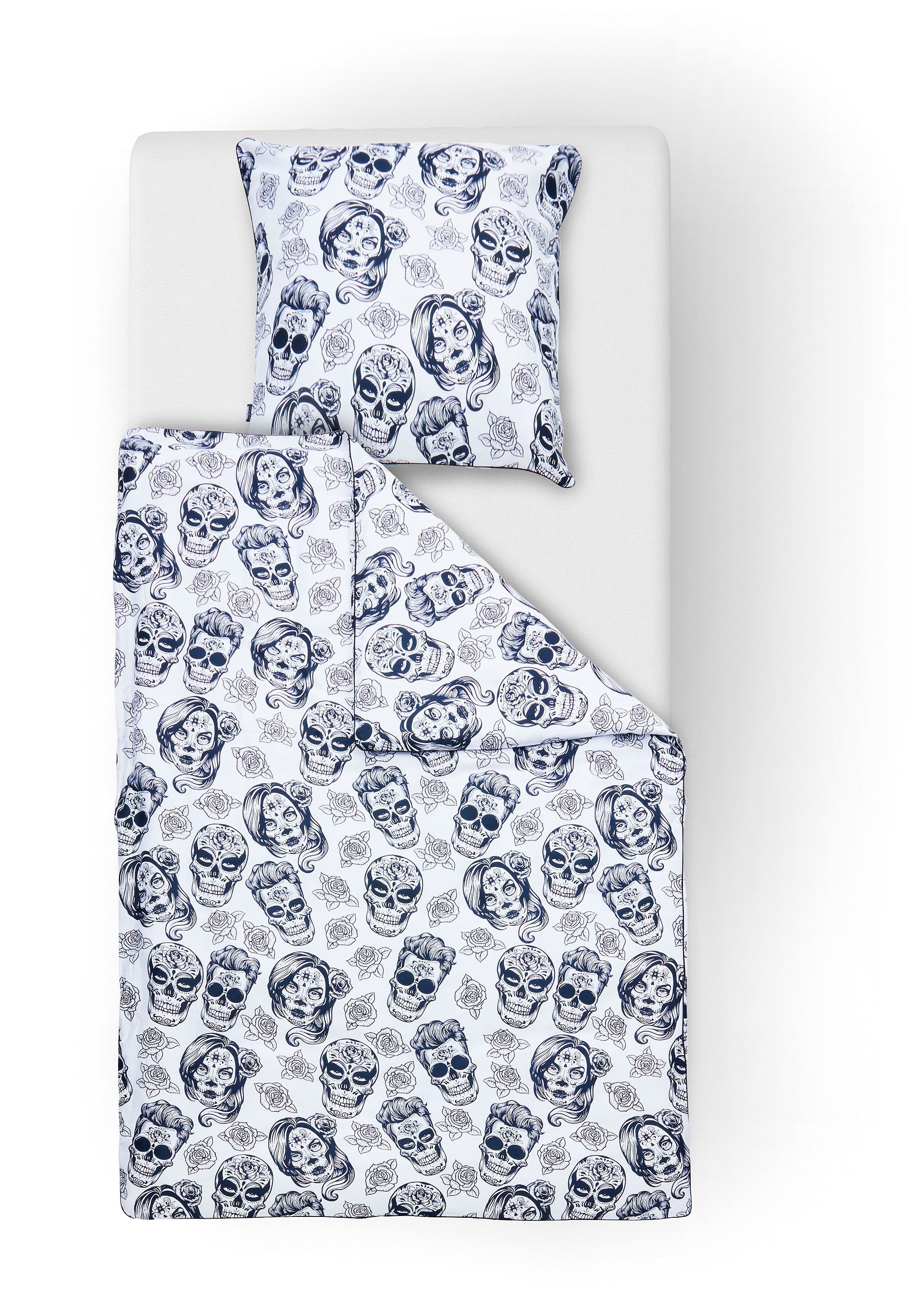 done. Beddengoed Skulls dubbelzijdig bedrukte beddengoed met bies dekbedovertrekken maat - wit