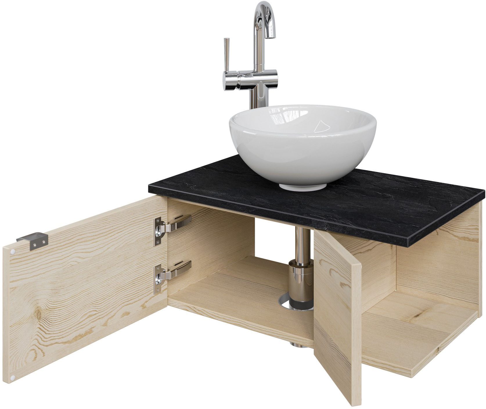 Saphir Wastafelonderkast Serie 6915 wastafel met onderkast voor gastenbadkamer, tweede toilet (3-delig)