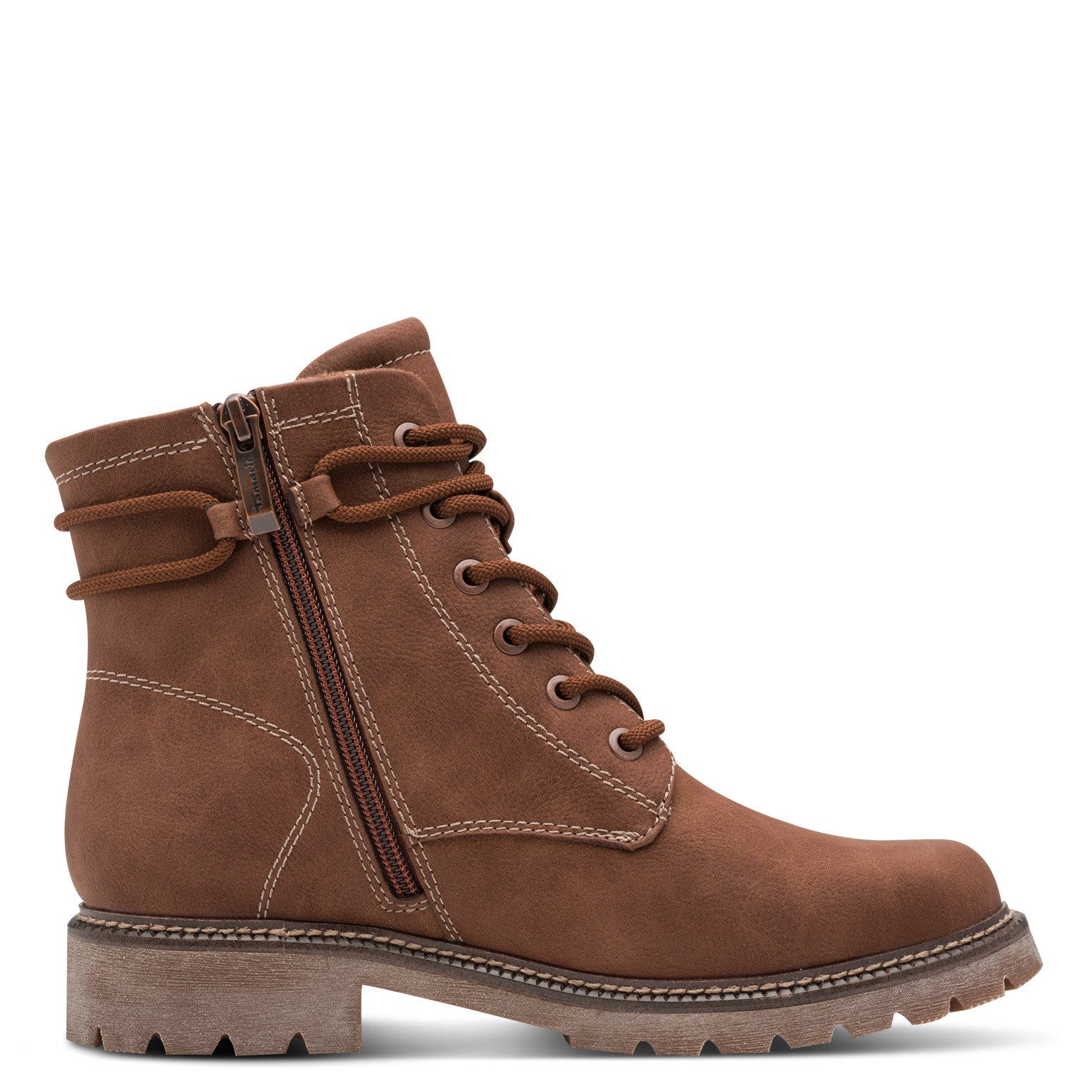 Tamaris Veterlaarsjes blokhak, veterschoenen in vegan verwerking
