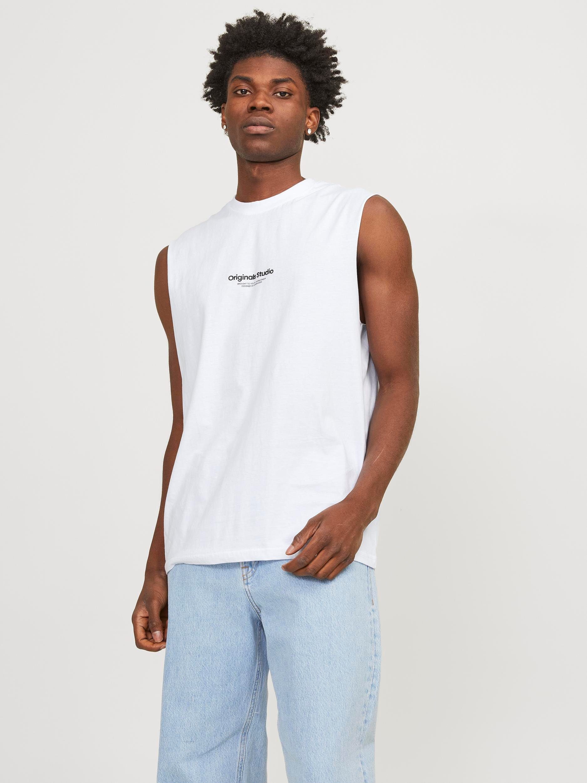 Jack & Jones Shirt met korte mouwen JORVESTERBRO SLEEVELESS TEE SN heren t-shirts maat S wit