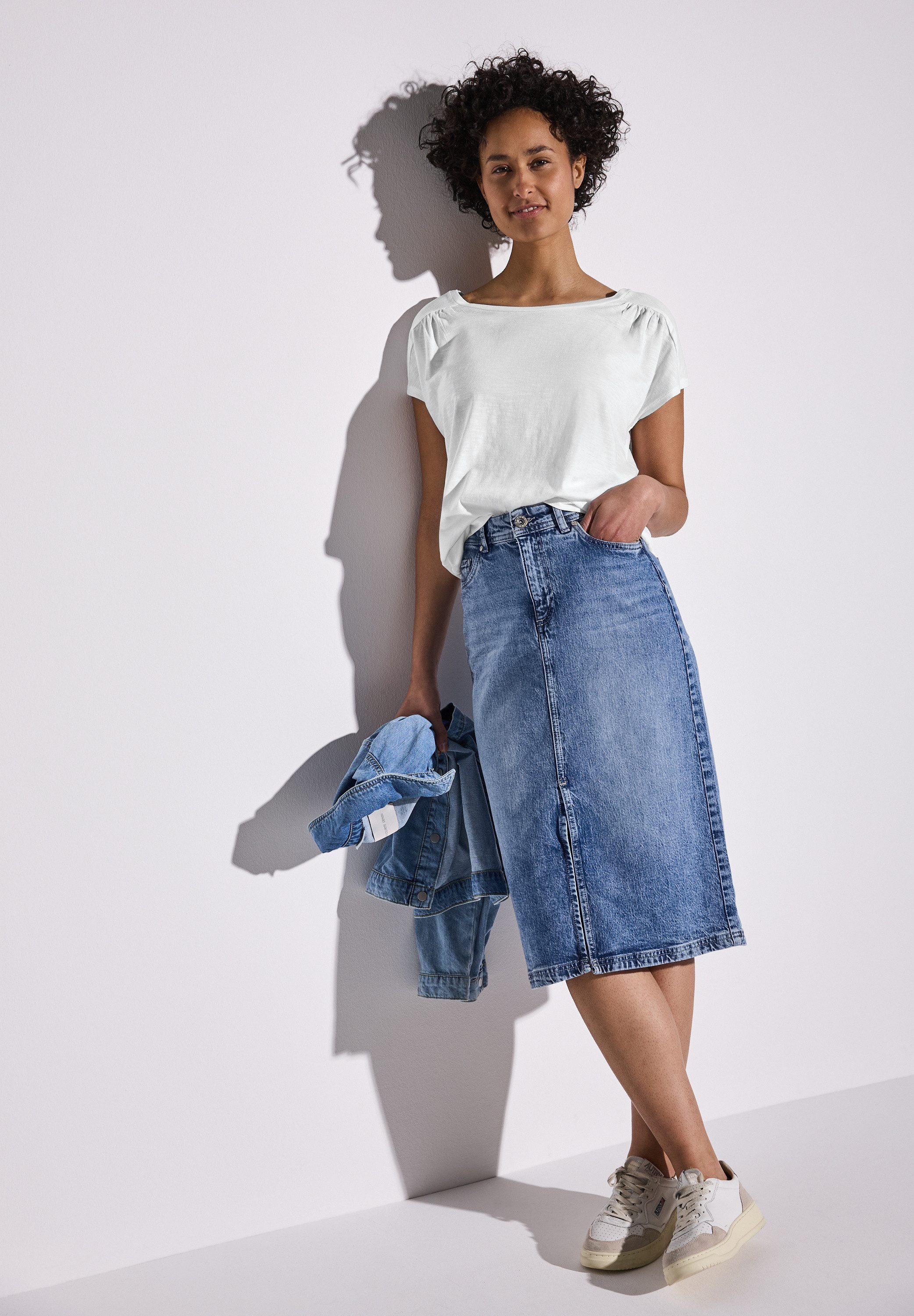 STREET ONE Shirttop met aanrimpeling op de schouder
