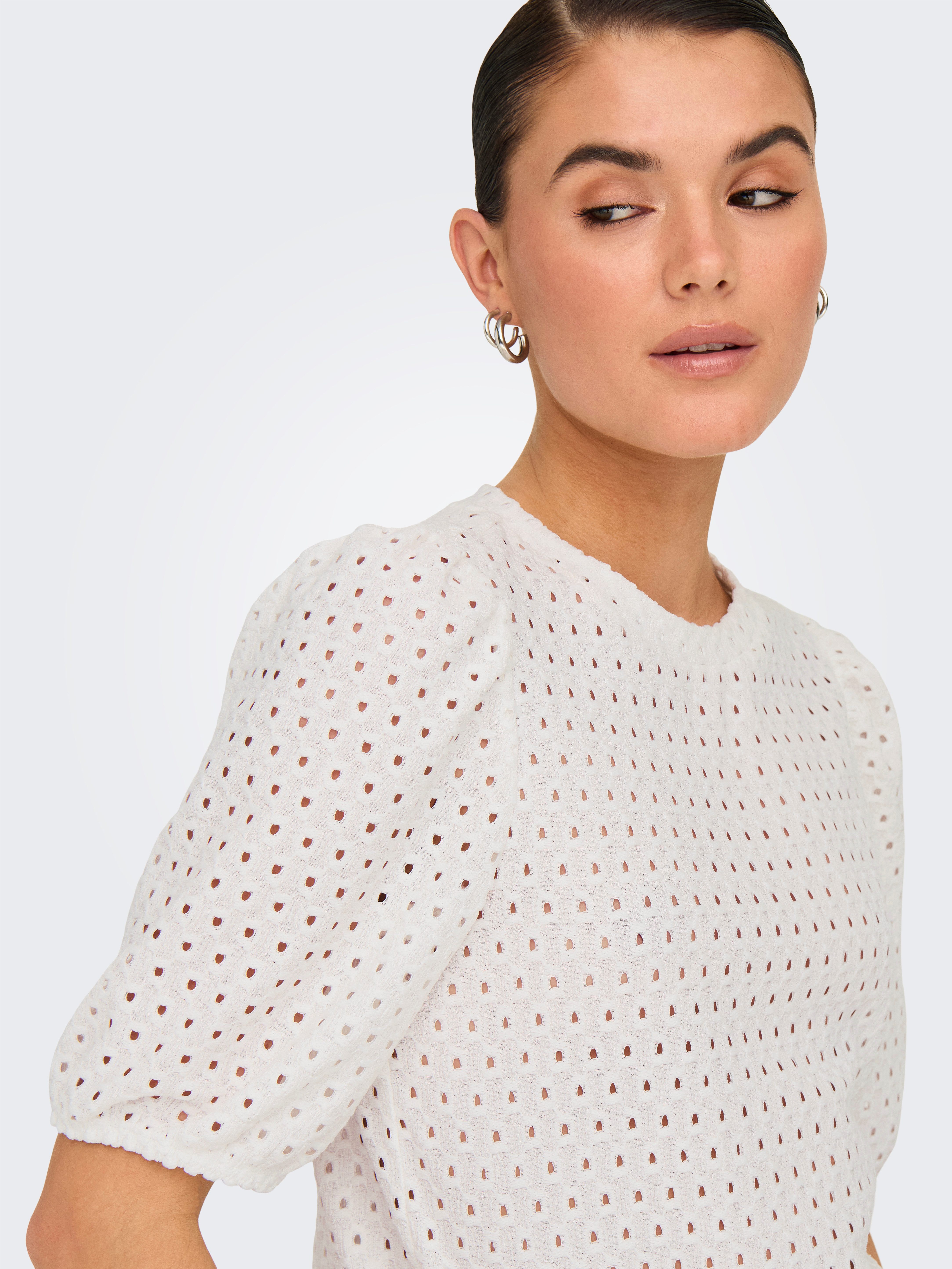 Only Shirt met korte mouwen ONLELISA S/S O-NECK TOP BOX JRS