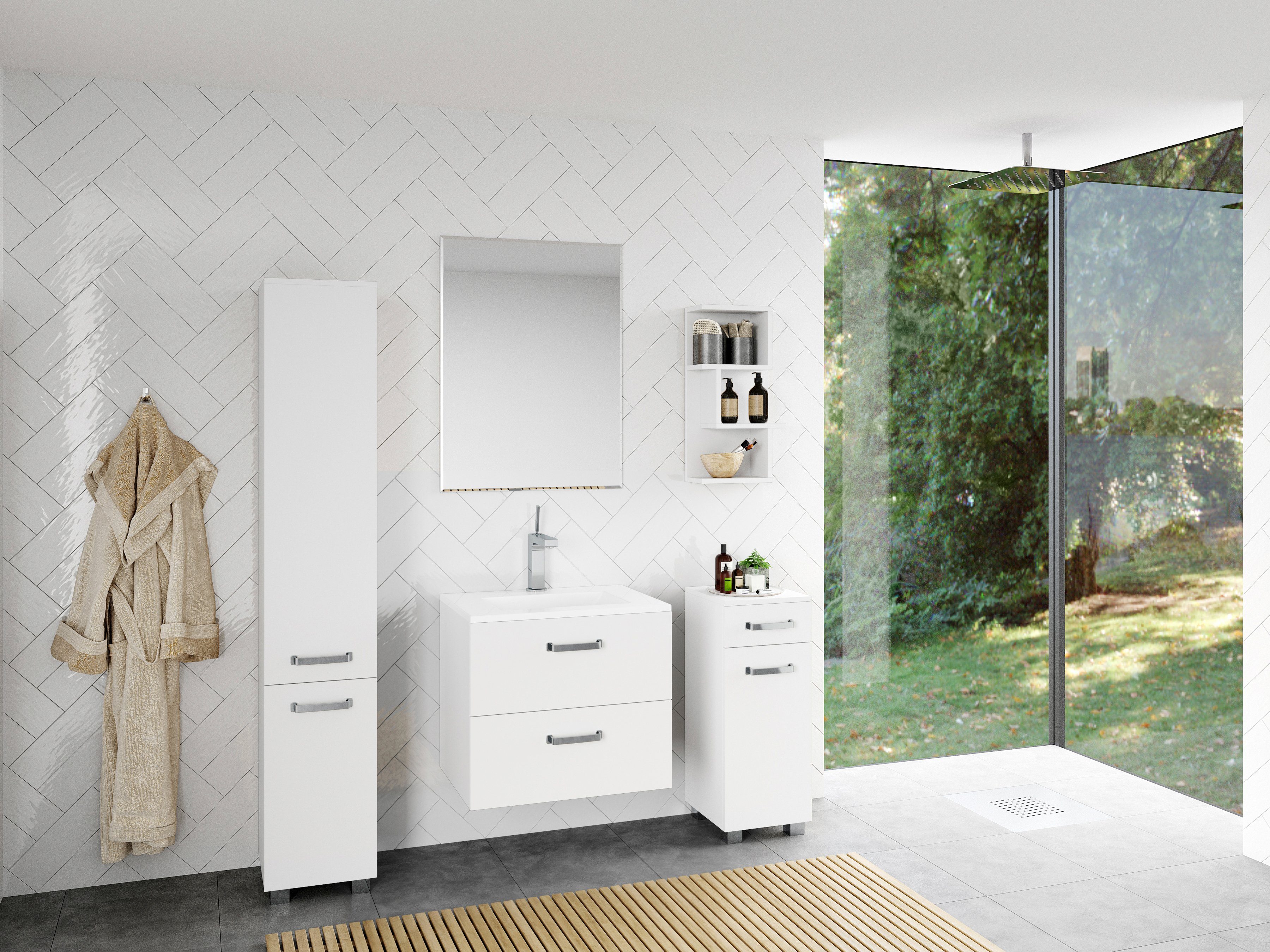 welltime Halfhoge kast Cosmo Bxdxh: ca. 30x32,5x76,5 cm, 2 vakken, draairichting deur verwisselbaar