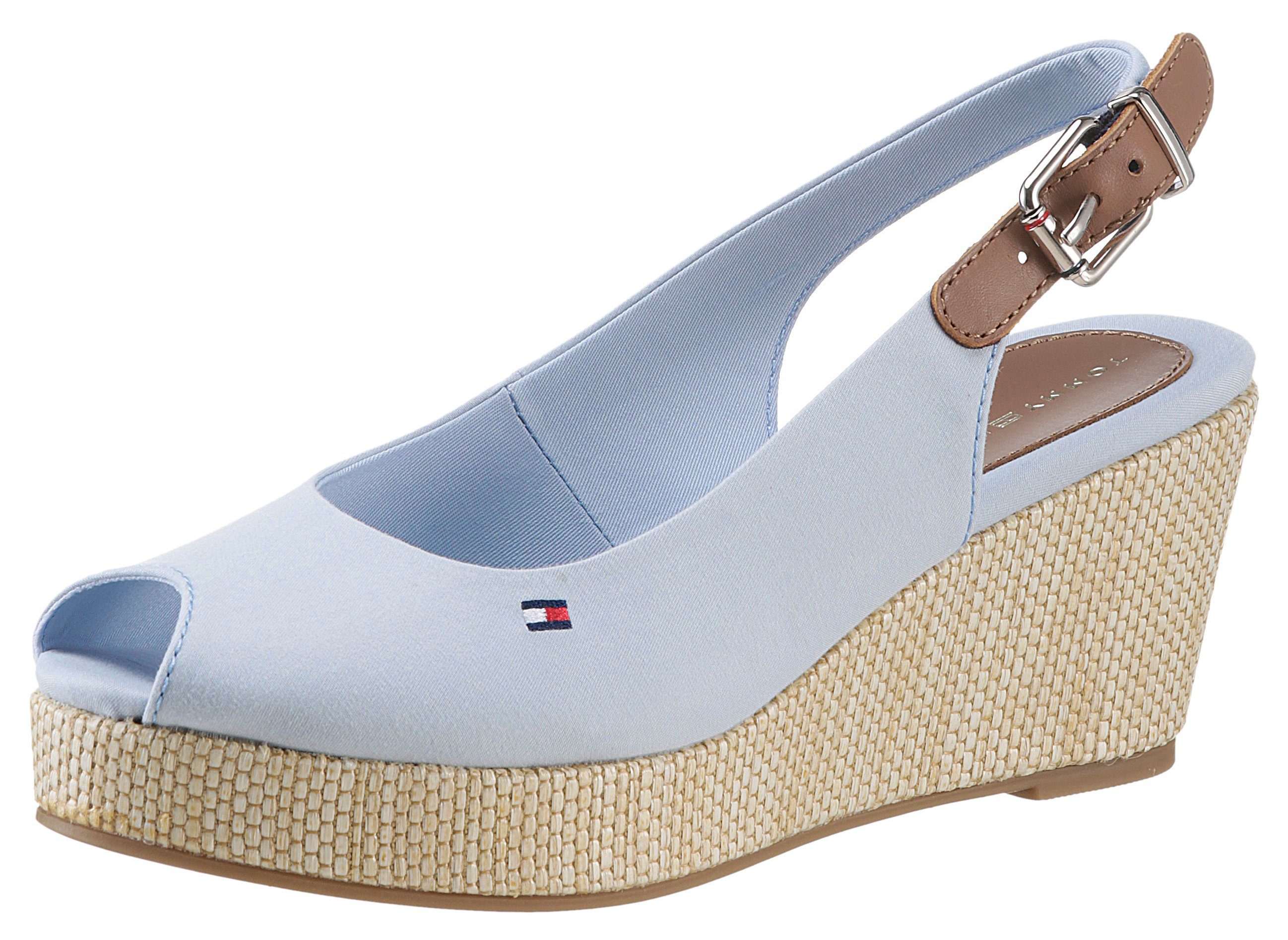 Tommy Hilfiger Sandaaltjes ICONIC ELBA SLING BACK WEDGE zomerschoen, sandaal, keilhak, met jute bekleding