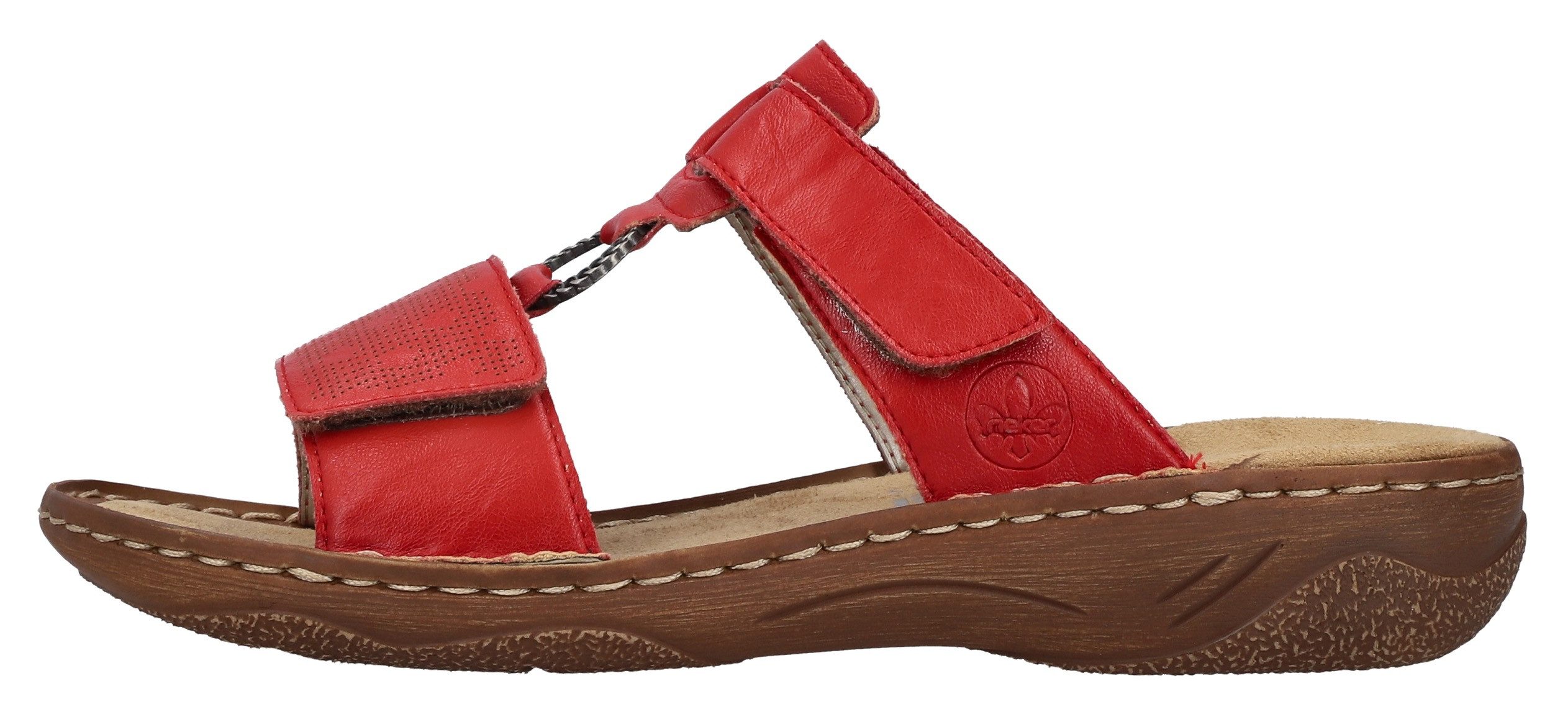 Rieker Slippers Zomerschoen, slippers, vakantieschoen, klittenbandschoen met perforatie
