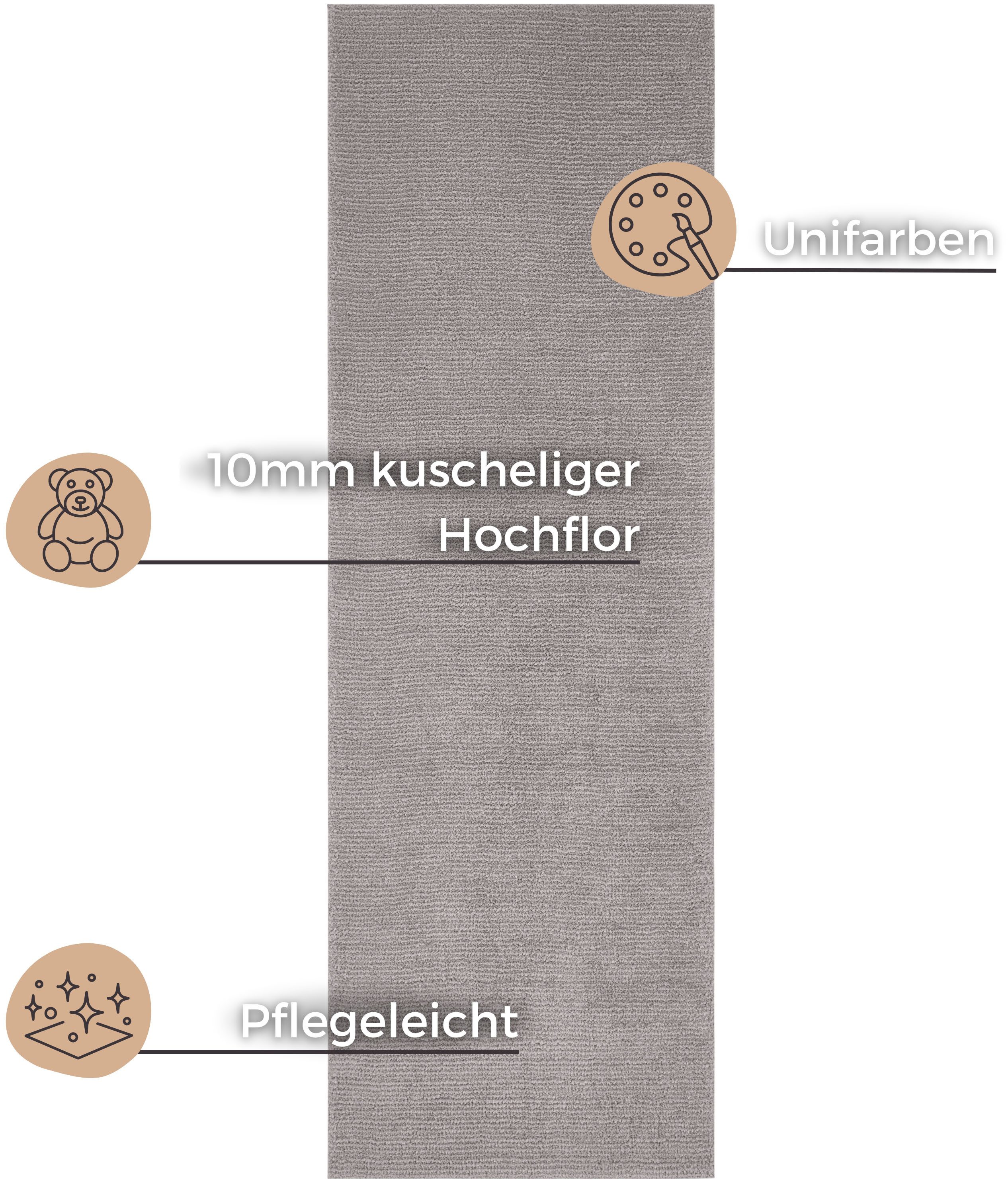 HANSE Home Vloerkleed Supersoft Kortpolig, loper modern, effen, woonkamer, slaapkamer