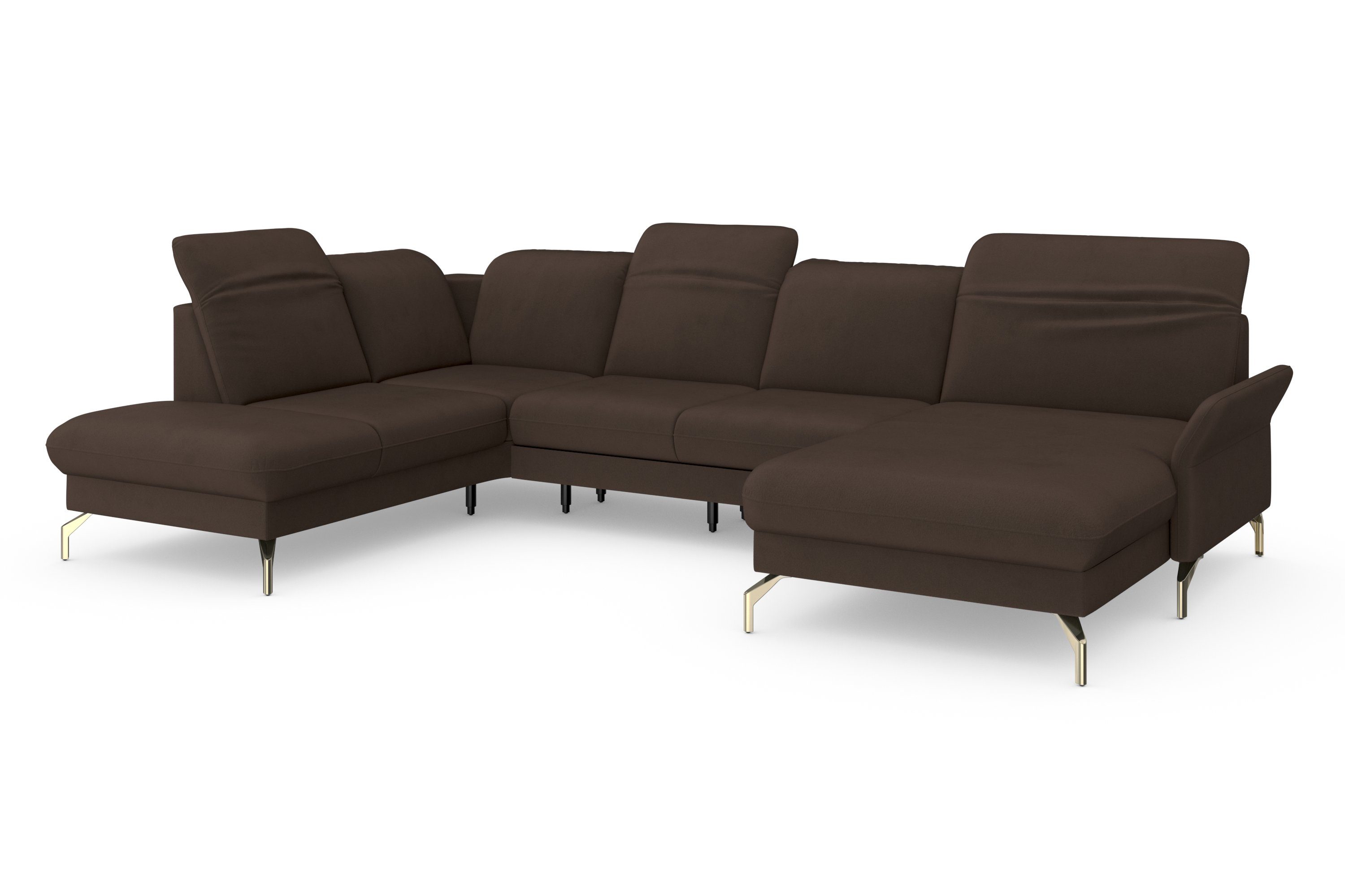 sit&more Zithoek Fashion U-vorm naar keuze met verstelbare hoofdsteun, uittrekzitting, motorisch, nikkel poten