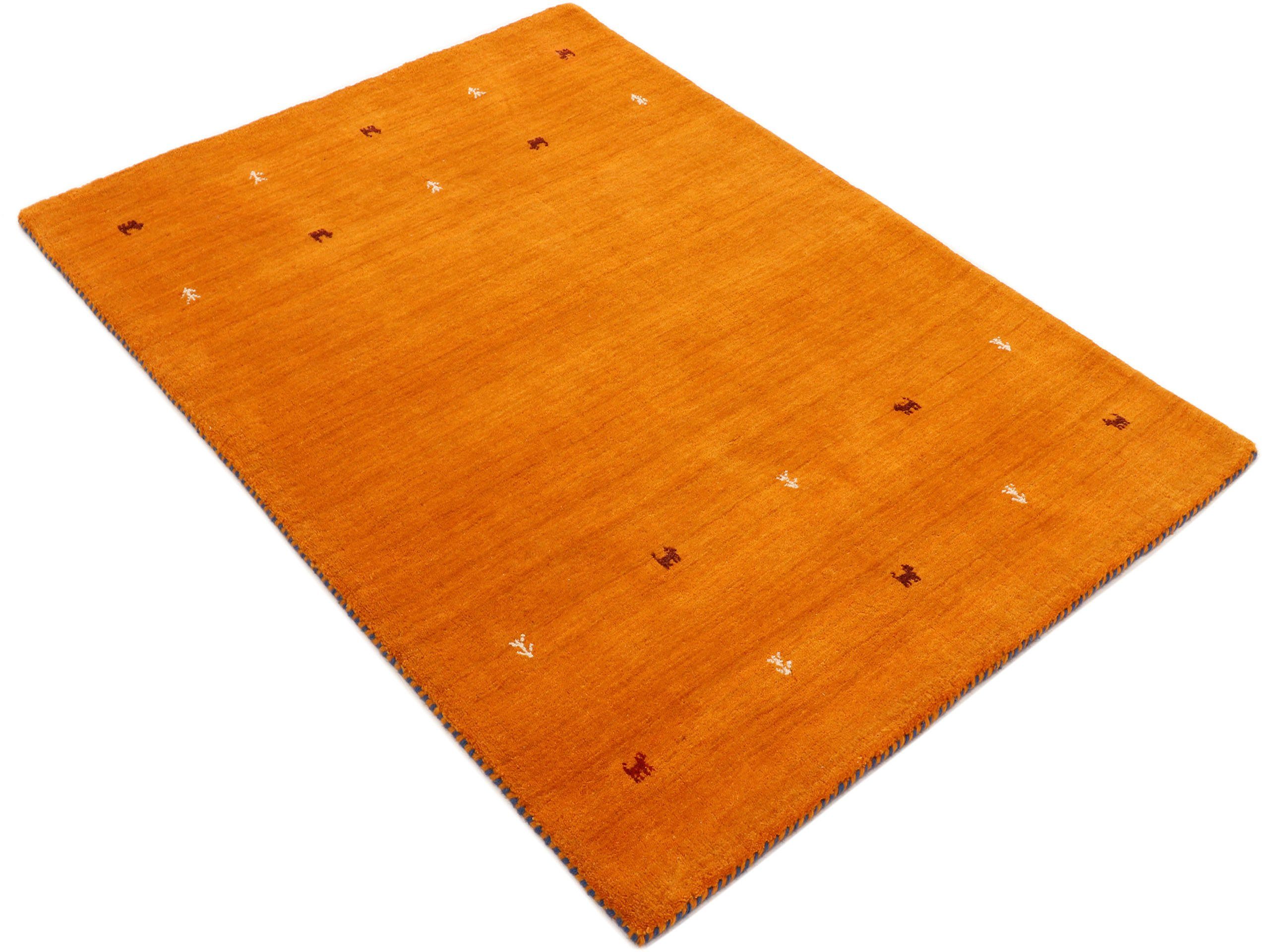 carpetfine Wollen kleed Gabbeh Uni, ook verkrijgbaar als loper en rond pure wol, handgeweven, gabbeh loom dierenmotief, grote kleurkeuze