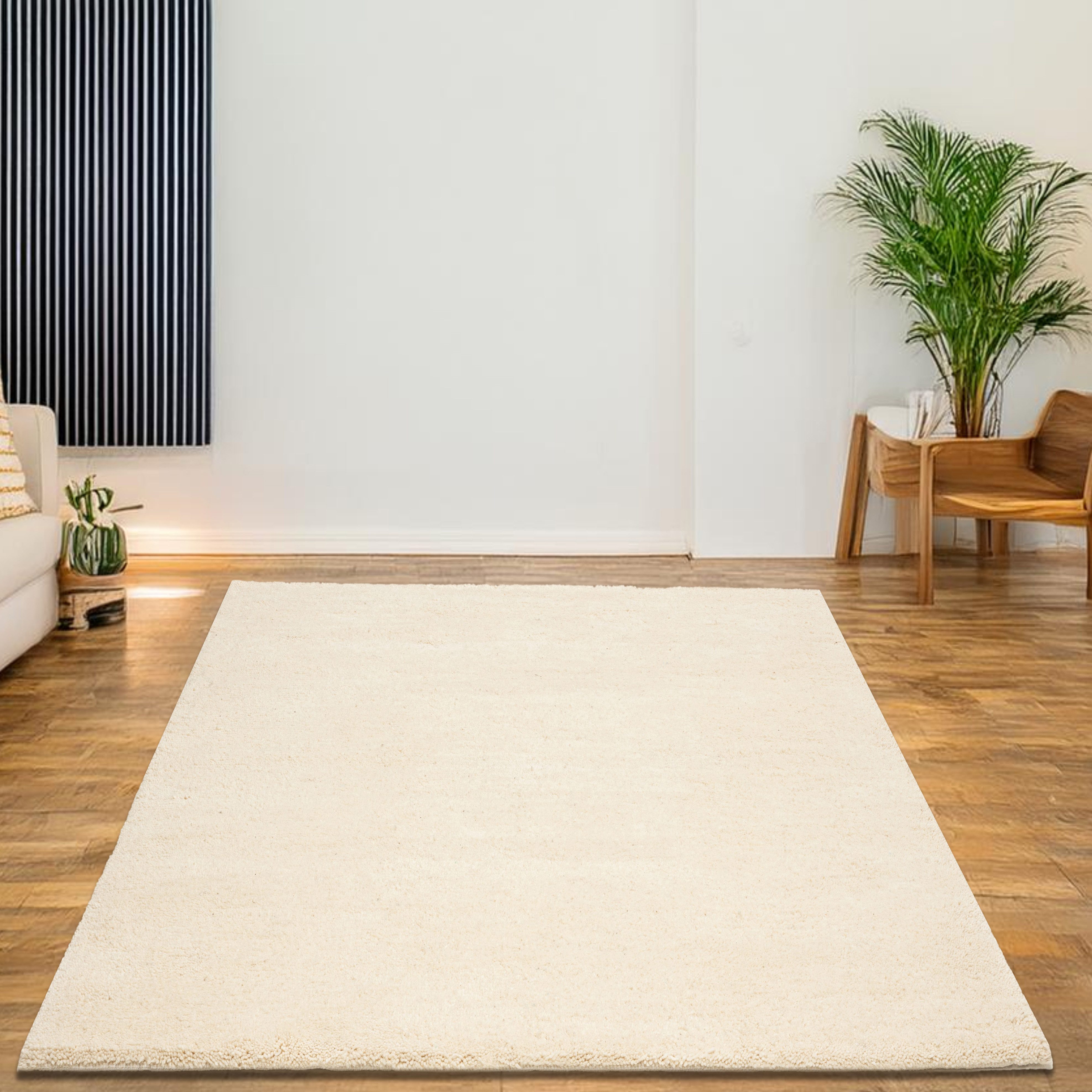 THEKO Wollen kleed Taza Royal echte berber uit marokko, zuiver scheerwol, met de hand geknoopt wollen vloerkleden maat 300 cm x 400 cm x 28 mm wit