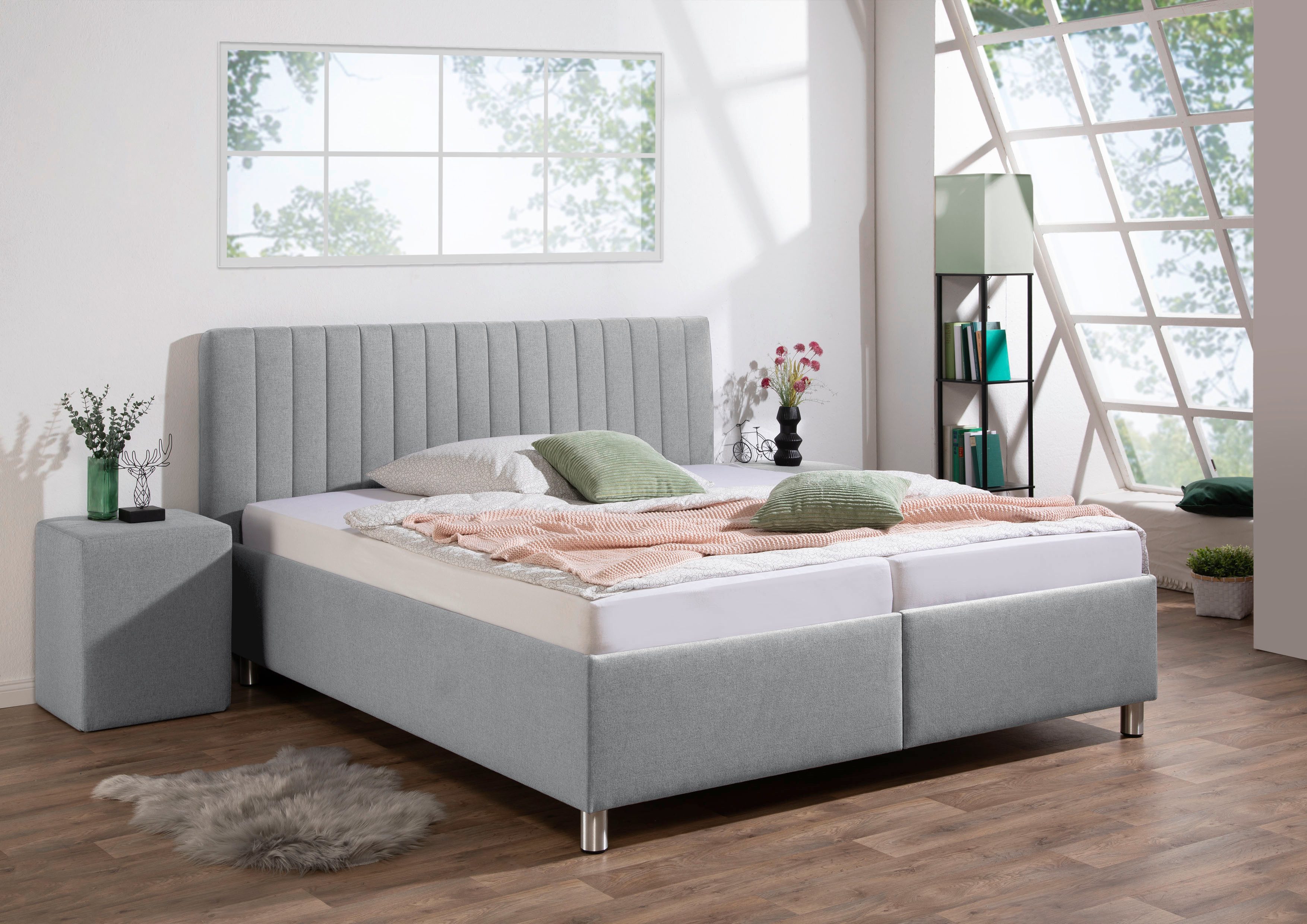 Maintal Gestoffeerd bed Kieferwald met bedlade, optioneel met bonnell- of pocketveringmatras