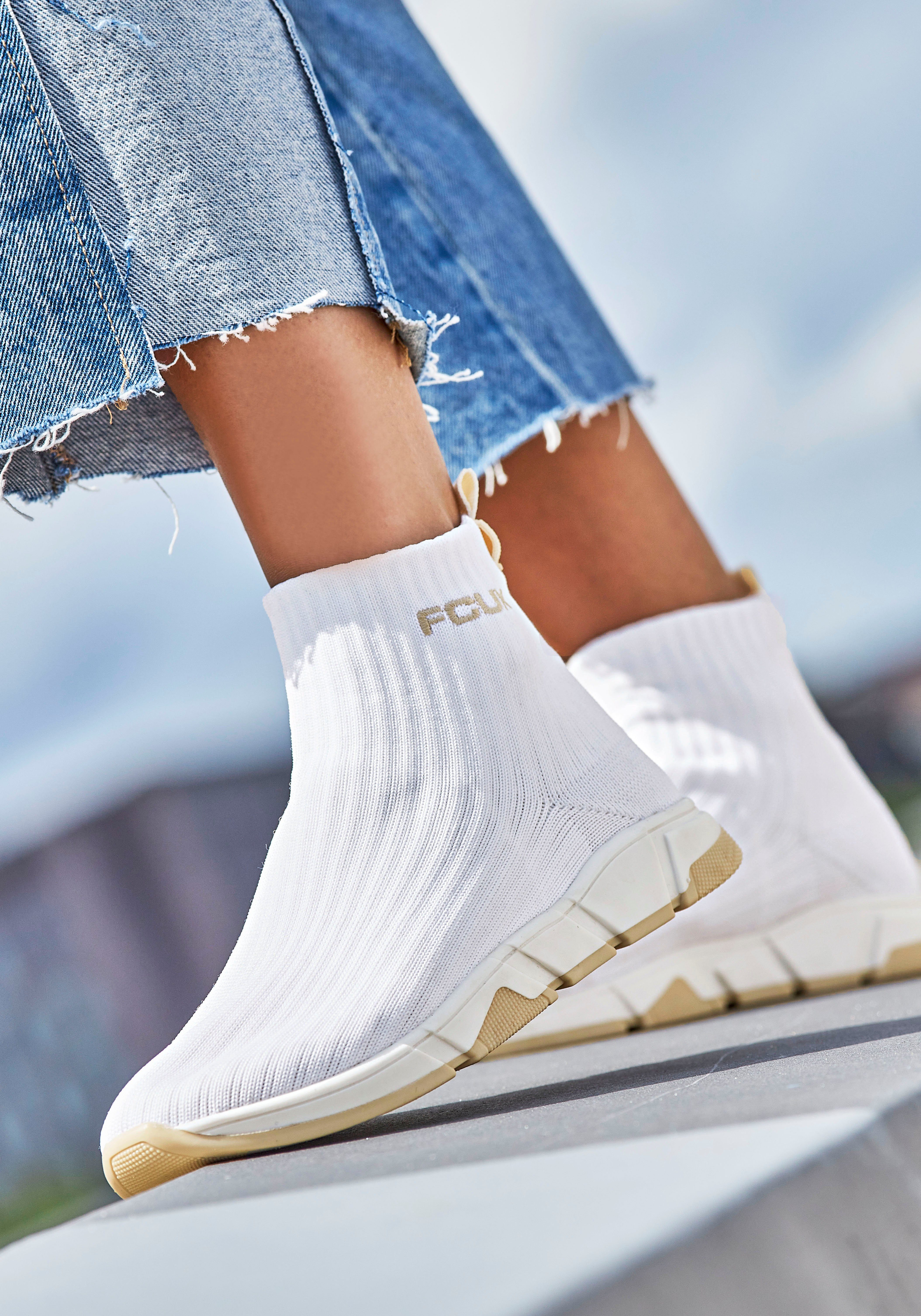 FCUK Sneakers Sock Boot, Vrijetijdsschoen, sok sneaker, high top sneaker, enkellaars, lage schoen