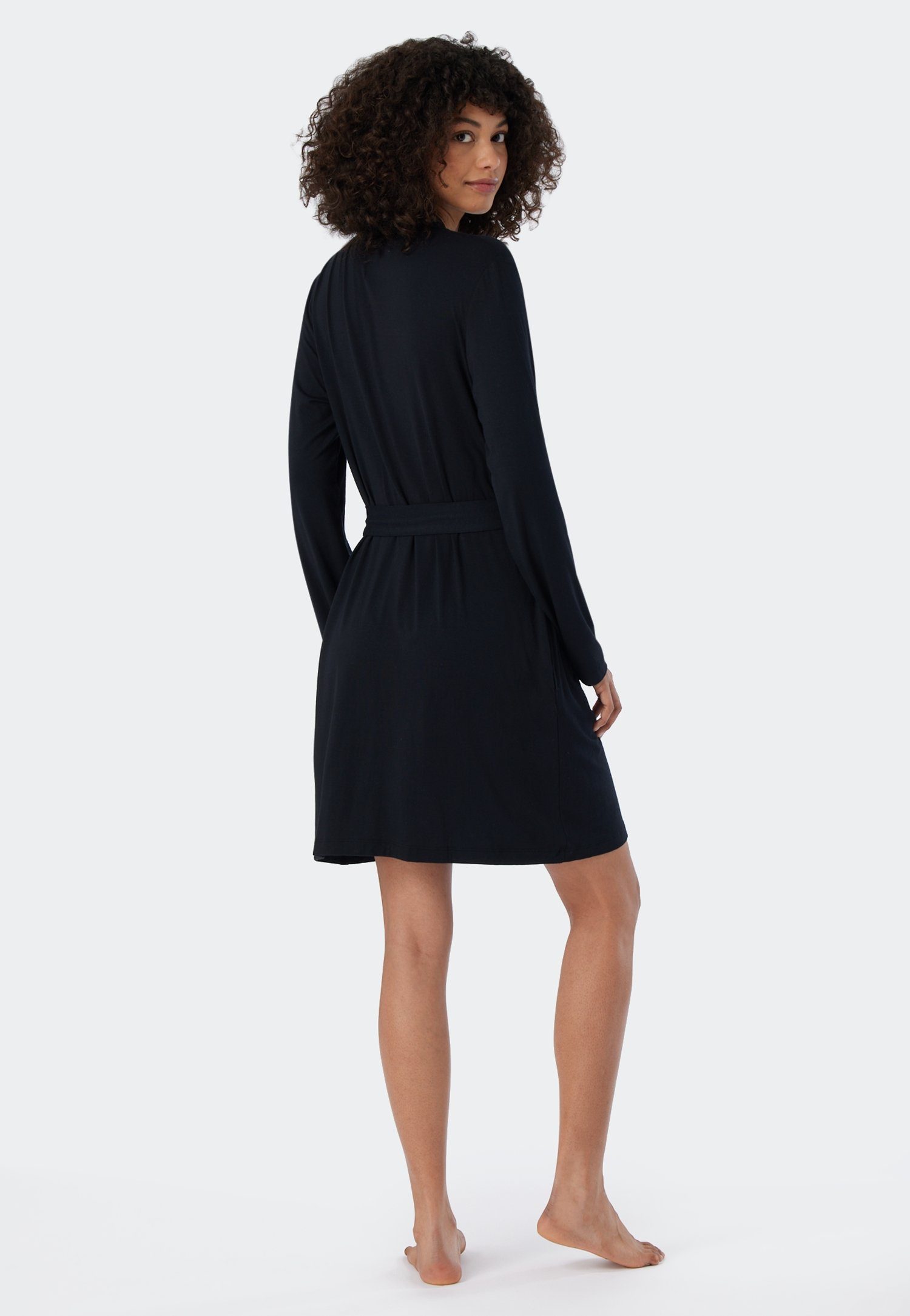 Schiesser Ochtendjas Essentials met kimono-snit met subtiele glans
