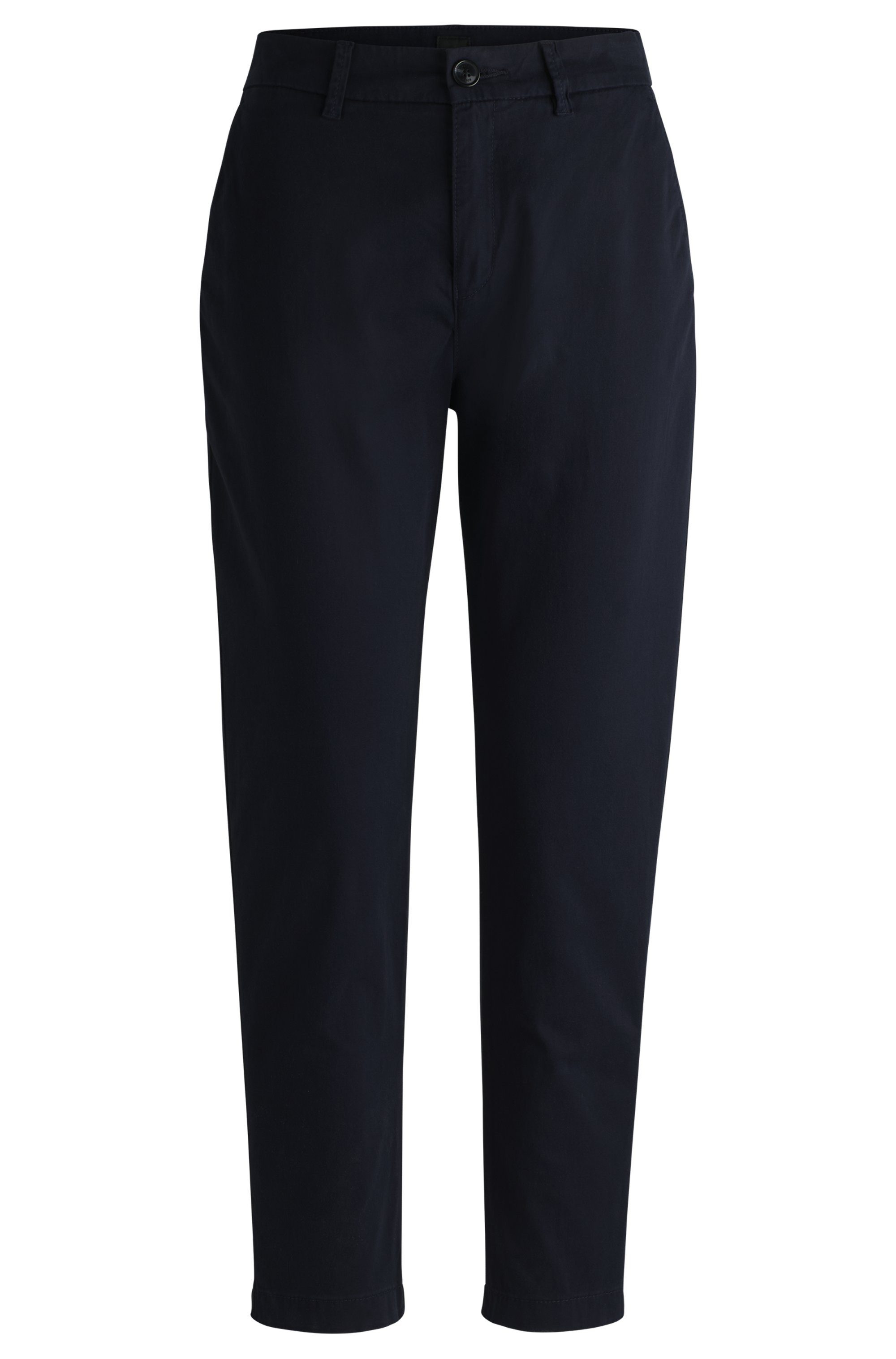 Boss Orange Geweven broek C_Tachini2-D met leren merklabel aan de achterkant van de tailleband
