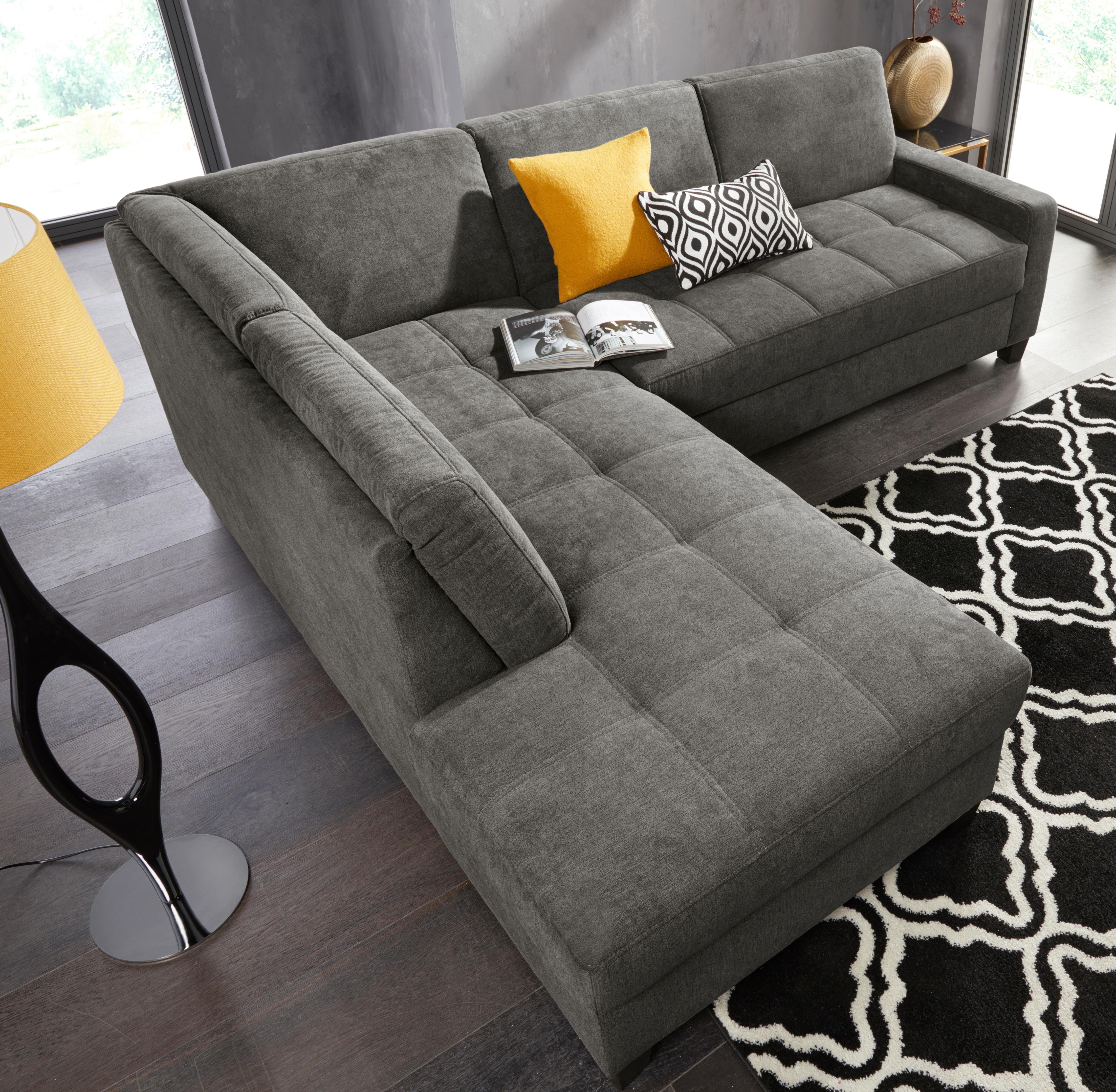 DOMO collection Hoekbank Florentina tijdloos en elegant, zitnaden als designelement, L-vorm keuze met slaapfunctie, met contrastnaad, comfortabele zithoogte 47 cm