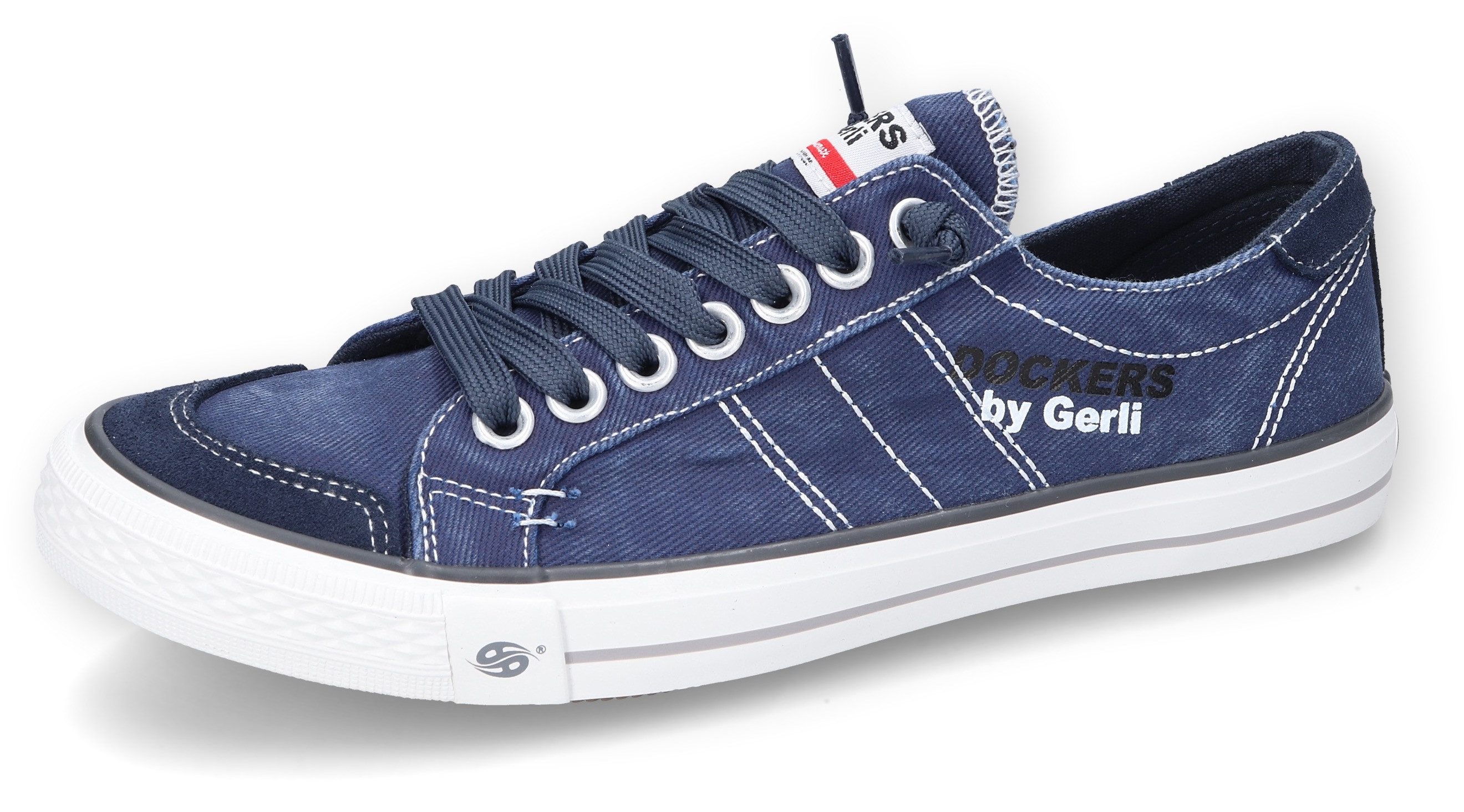 Dockers by Gerli Slip-on sneakers , vrijetijdsschoen, retro sneaker, fake veters, in coole jeanslook