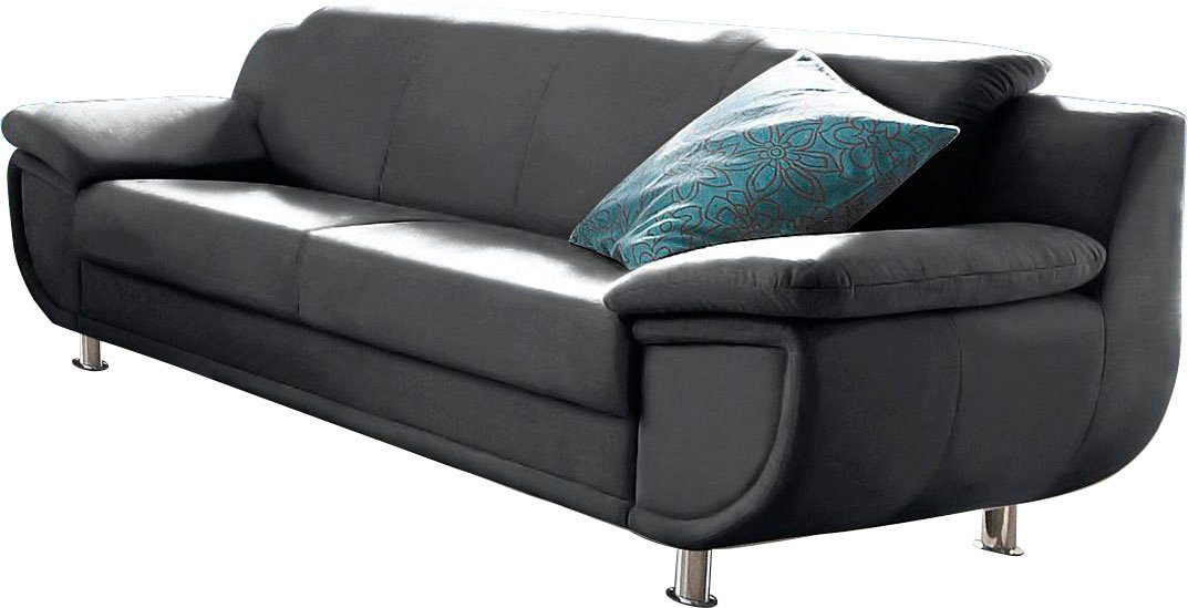 TRENDMANUFAKTUR 3-zitsbank Rondo, breedte 207 cm, brede armleuningen, chromen poten Big-sofa optioneel met bonnellvering, in verschillende bekledingen bestelbaar