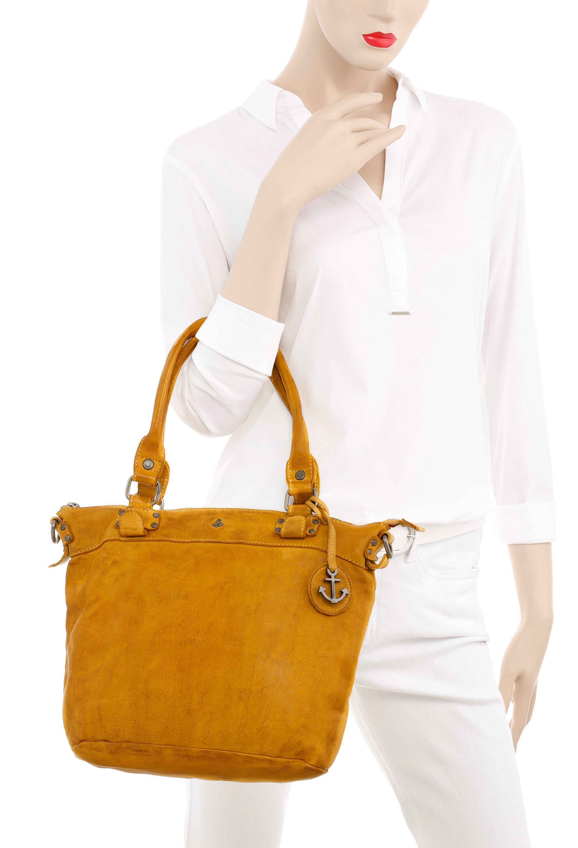 HARBOUR 2nd Shopper Bianca van leer met kenmerkende merk-anker-label en sierhanger