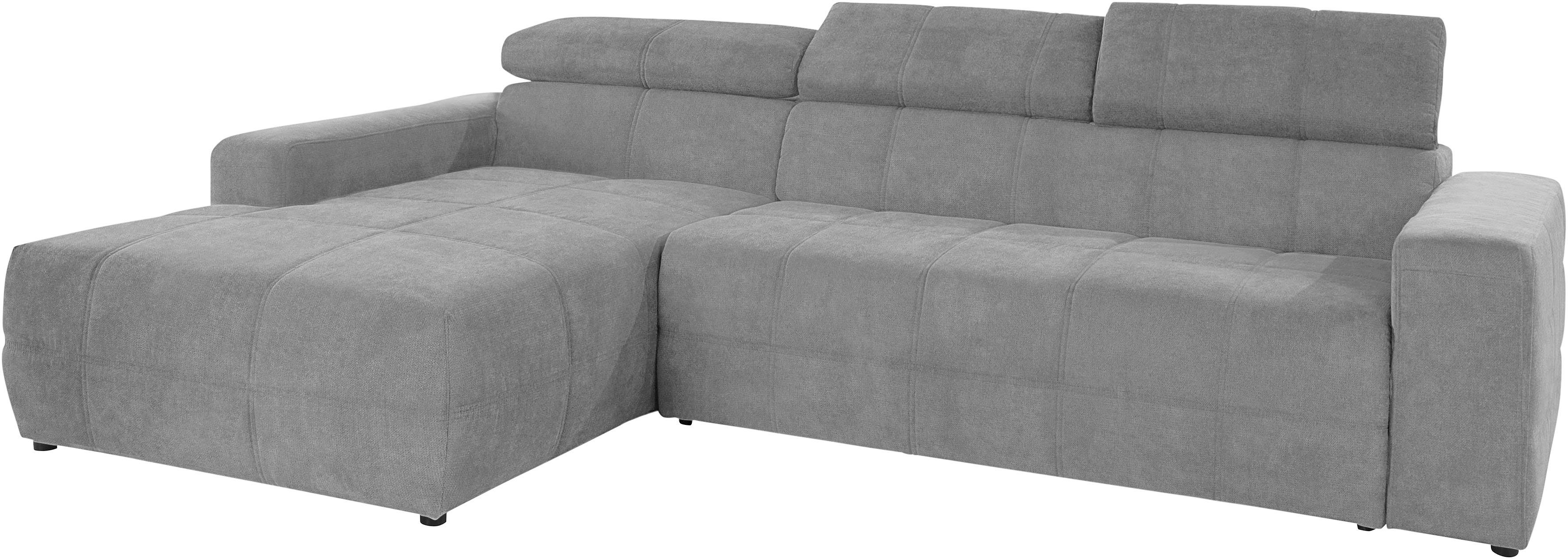 DOMO collection Hoekbank Brandon B/D/H: 289/177/80 cm, keuze met zitdiepteverstelling, L-vorm