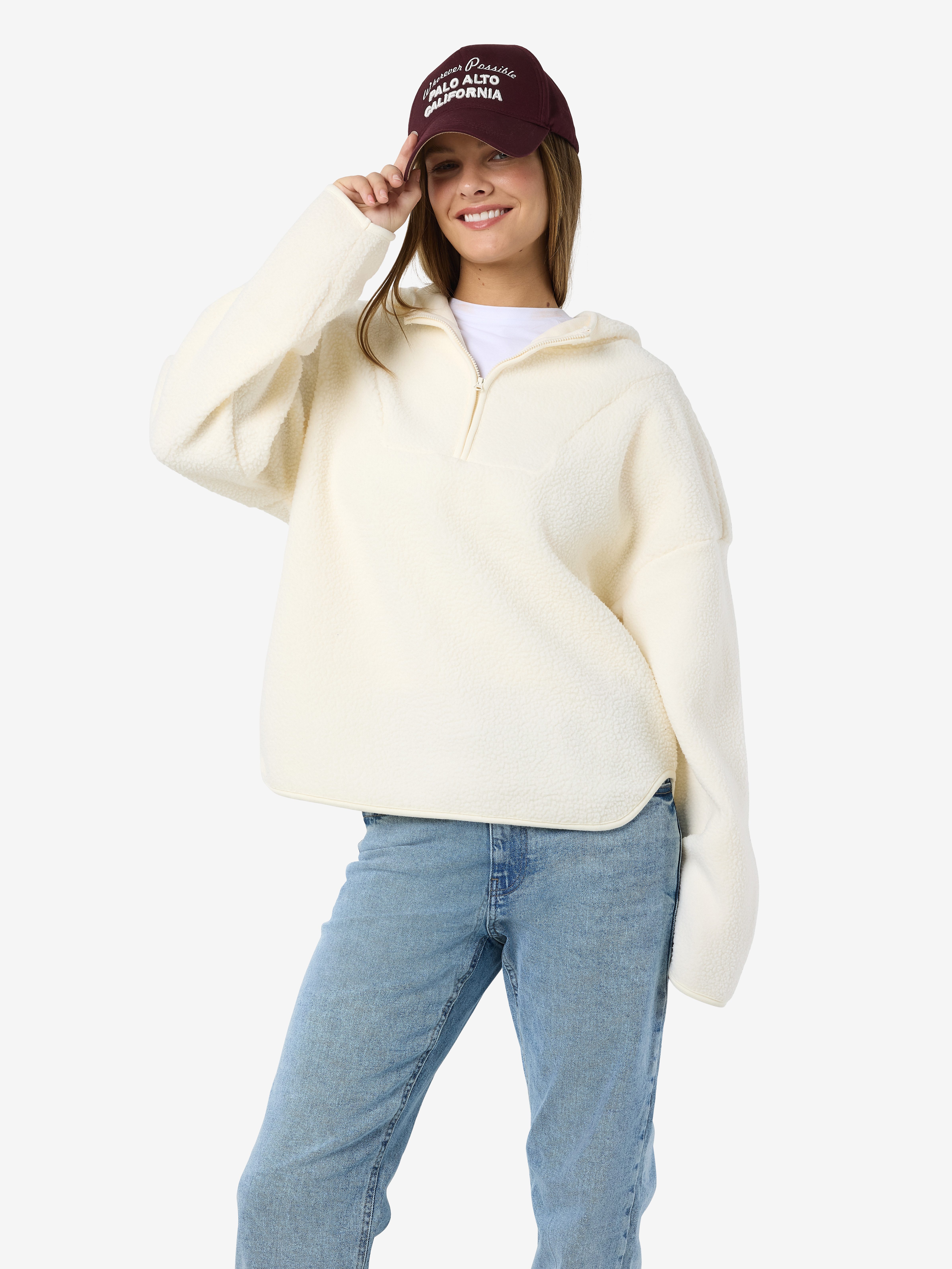 Noisy may Fleecetrui NMCOZY L/S HALFWAY ZIP SWEATER JRS NOOS