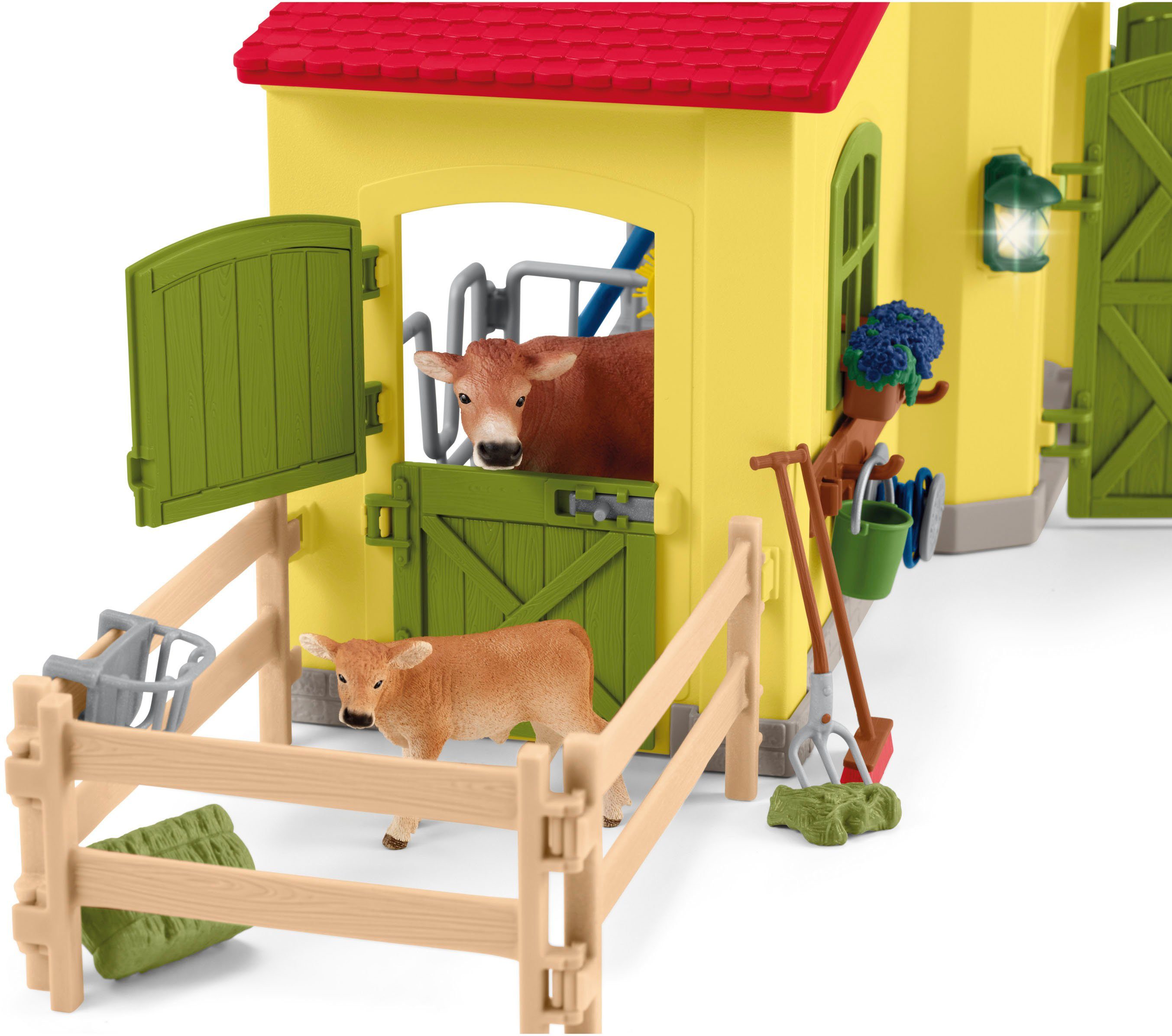 Schleich® Speelwereld FARM WORLD, Grote stal met dieren en accessoires (42605)